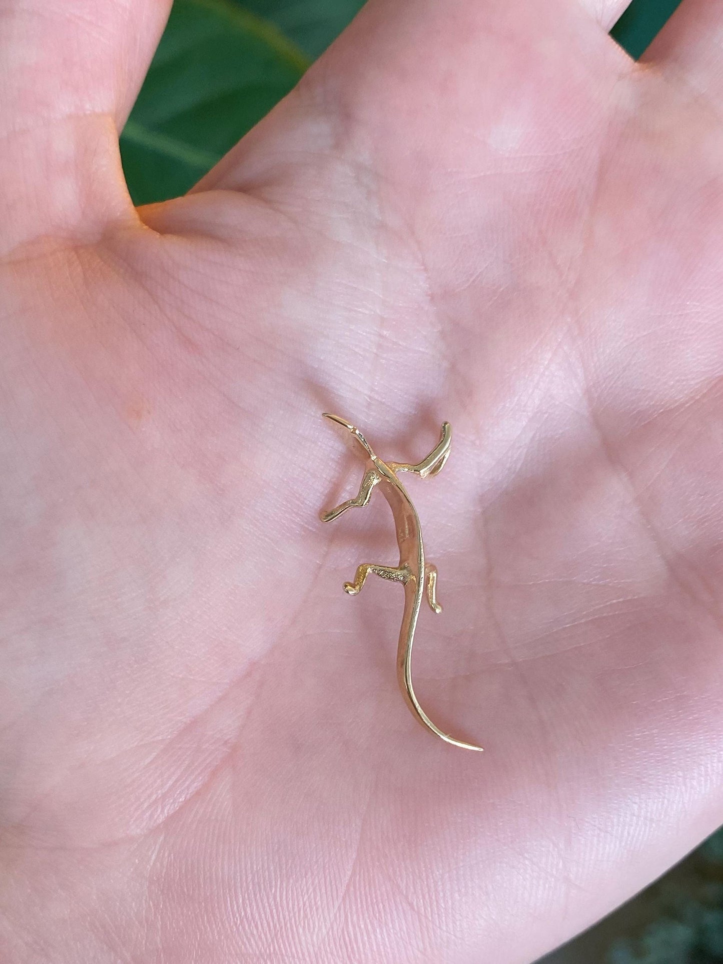 Vintage Solid 14k Yellow Gold Gecko Lizard Charm