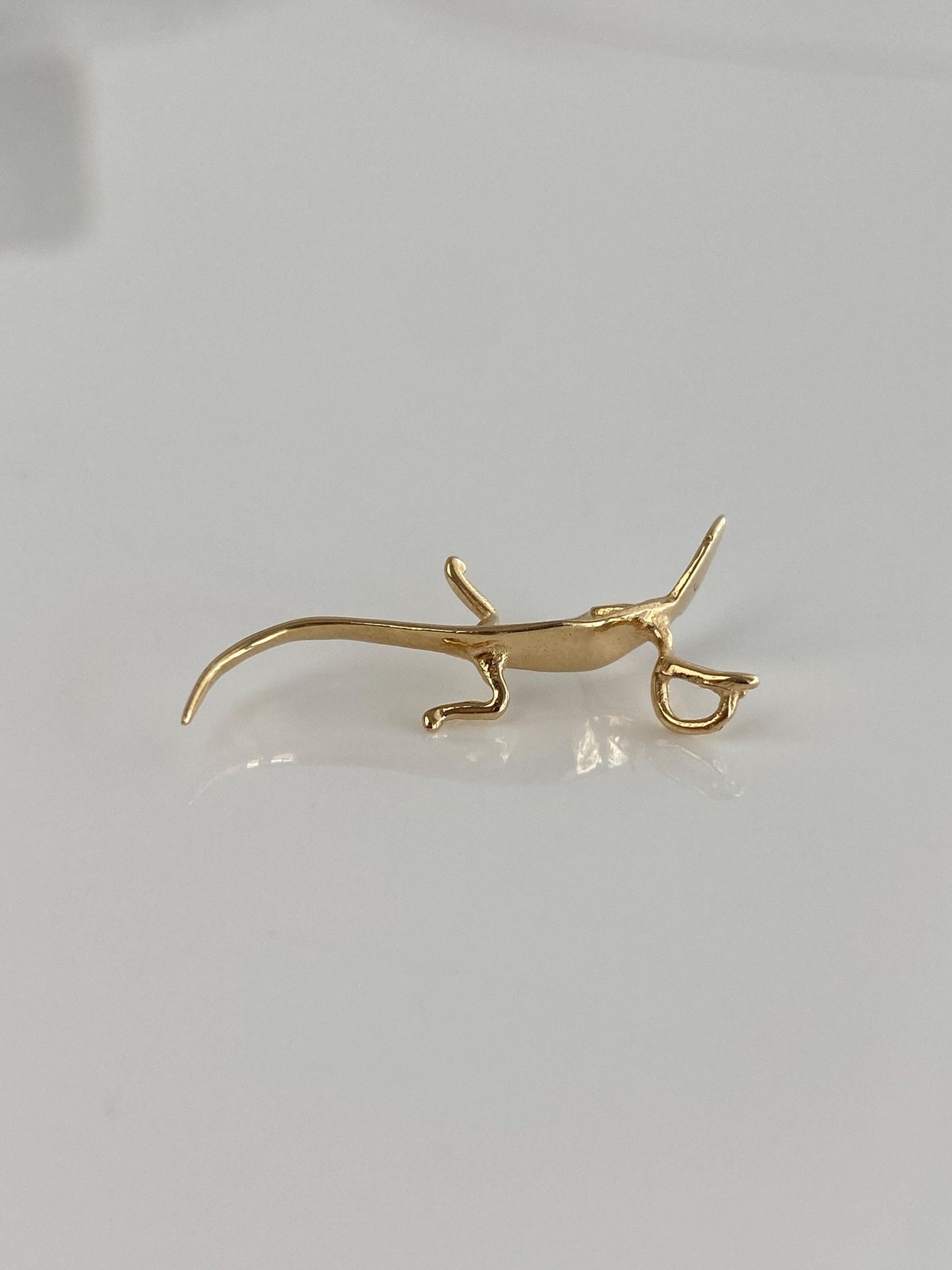 Vintage Solid 14k Yellow Gold Gecko Lizard Charm