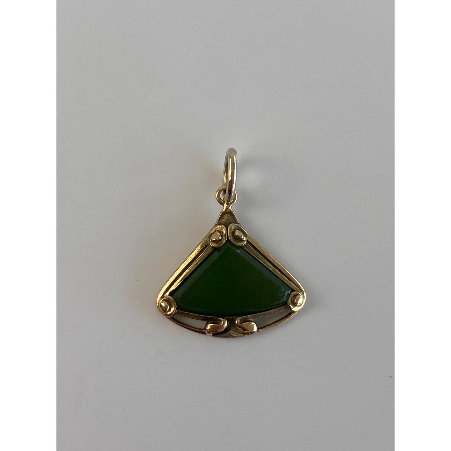 Vintage Solid 14k Yellow Gold Jade Triangle Stick Pin Conversion Charm