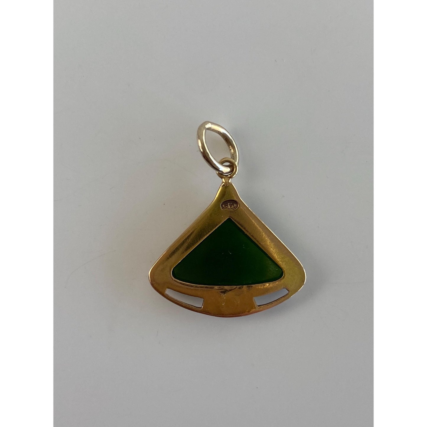 Vintage Solid 14k Yellow Gold Jade Triangle Stick Pin Conversion Charm