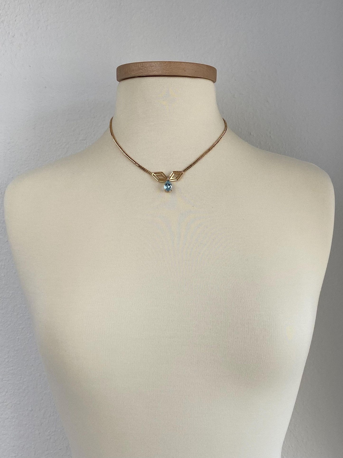 Vintage Solid 14k Yellow Gold Diamond Topaz Fancy Chain Necklace - 17.25 inches
