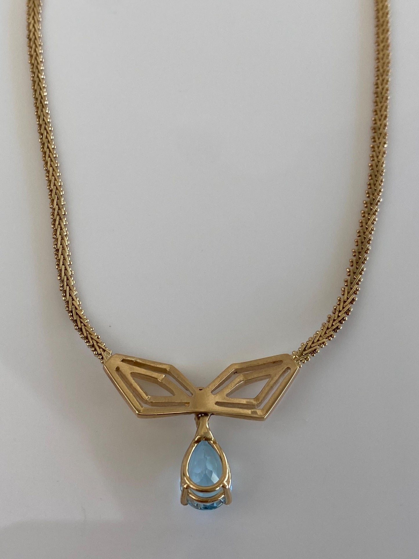 Vintage Solid 14k Yellow Gold Diamond Topaz Fancy Chain Necklace - 17.25 inches
