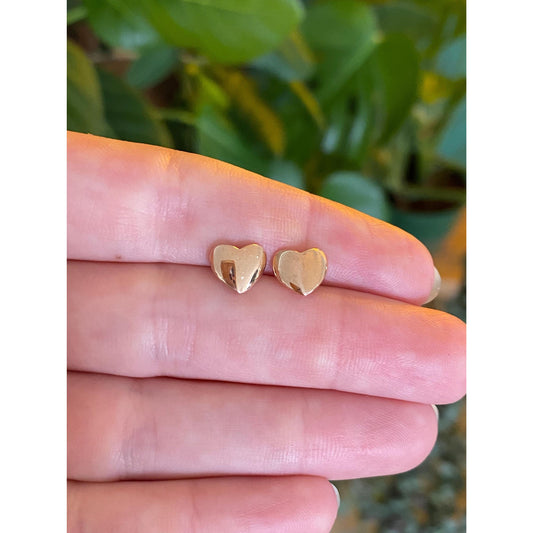 Solid 14k Rose Gold Heart Stud Earrings