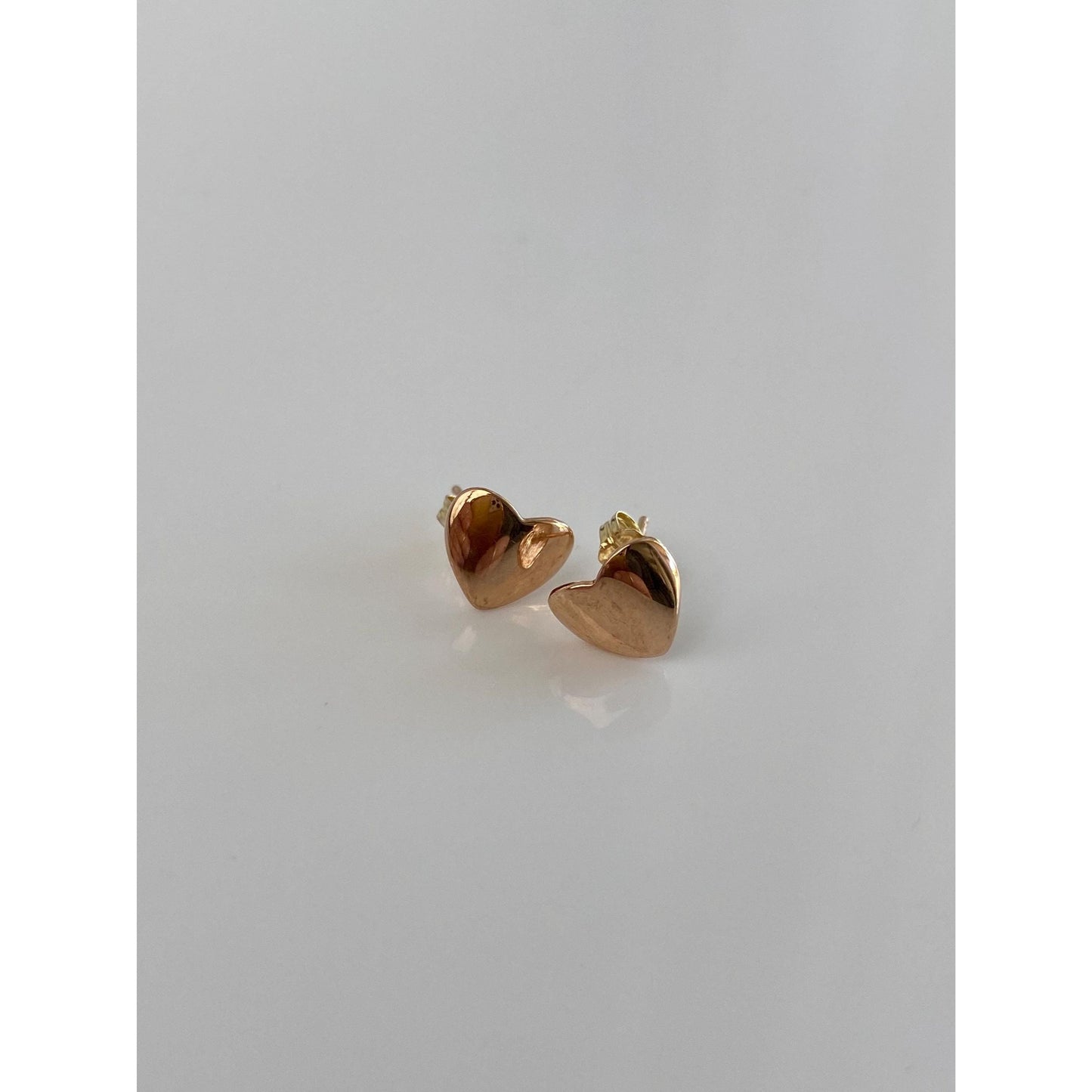 Solid 14k Rose Gold Heart Stud Earrings
