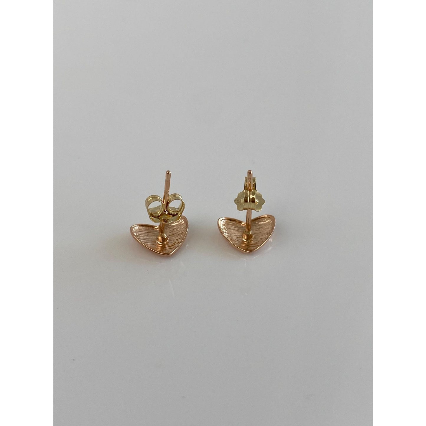 Solid 14k Rose Gold Heart Stud Earrings