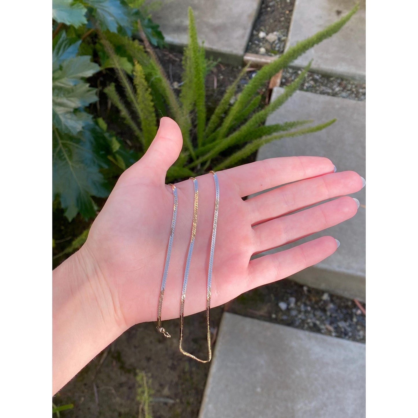 Vintage Solid 14k Yellow Gold Long Flat Curb Chain Necklace - 30.75 inches