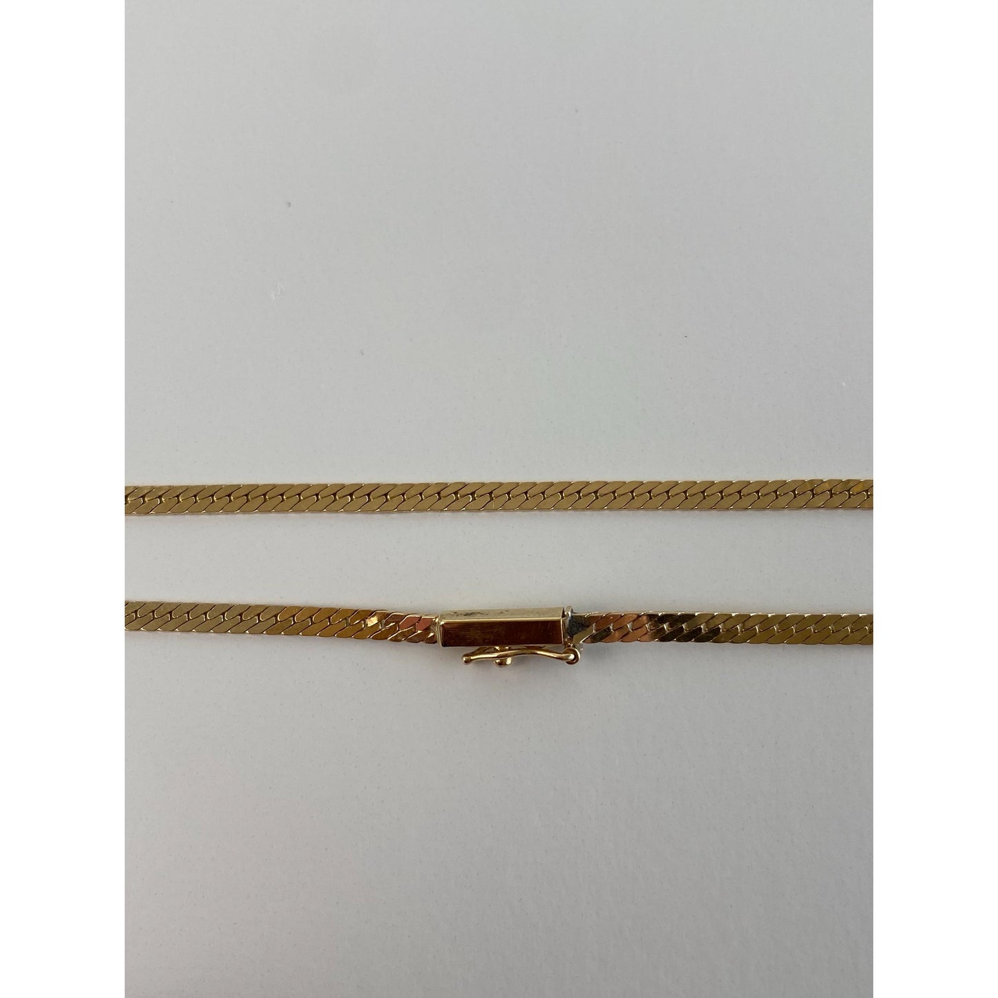 Vintage Solid 14k Yellow Gold Long Flat Curb Chain Necklace - 30.75 inches