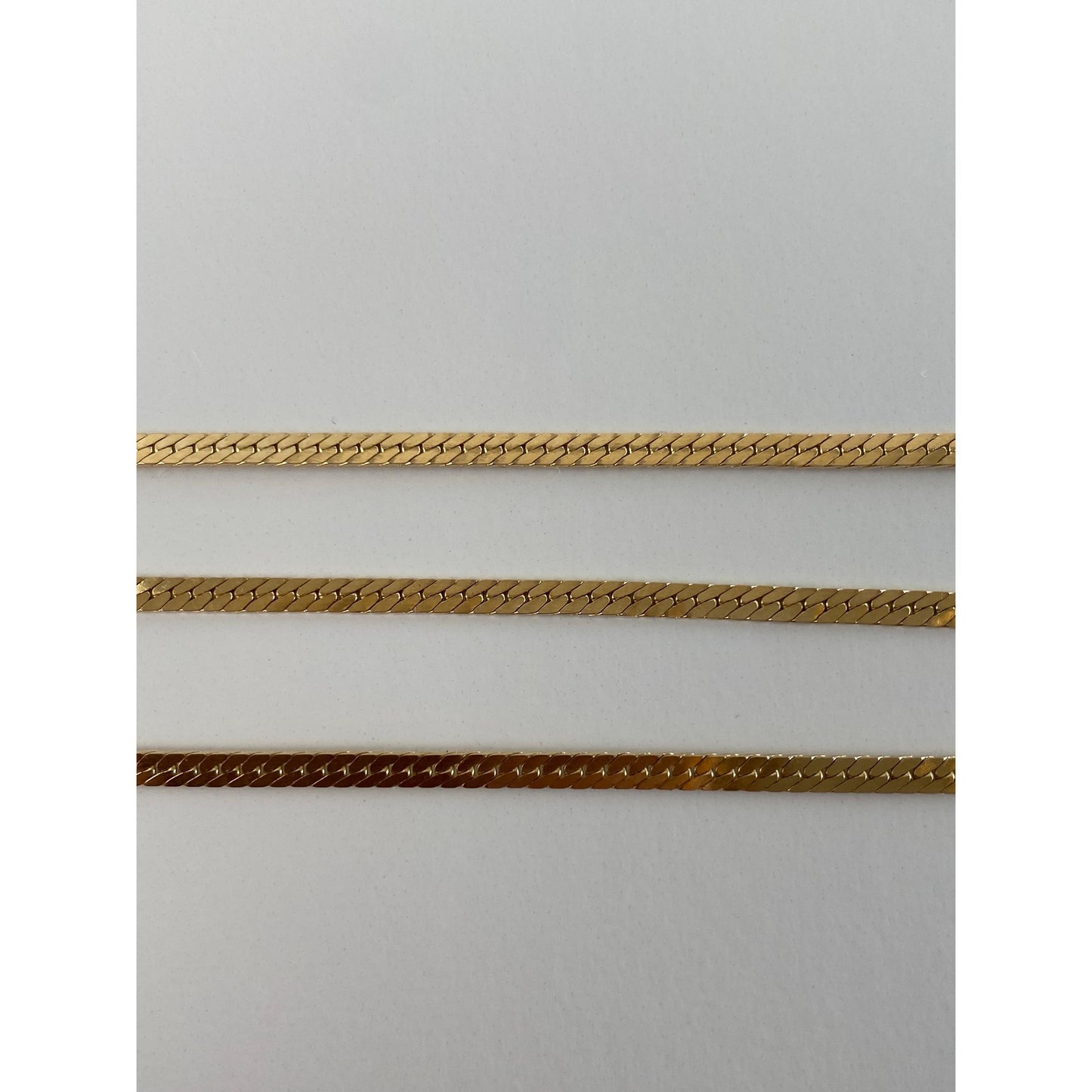 Vintage Solid 14k Yellow Gold Long Flat Curb Chain Necklace - 30.75 inches