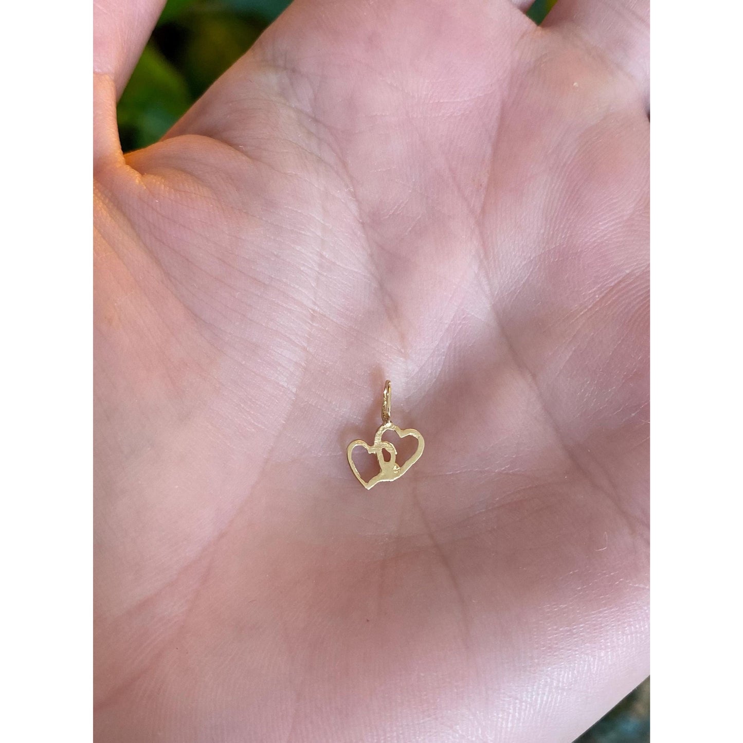 Solid 14k Yellow Gold Hearts Charm