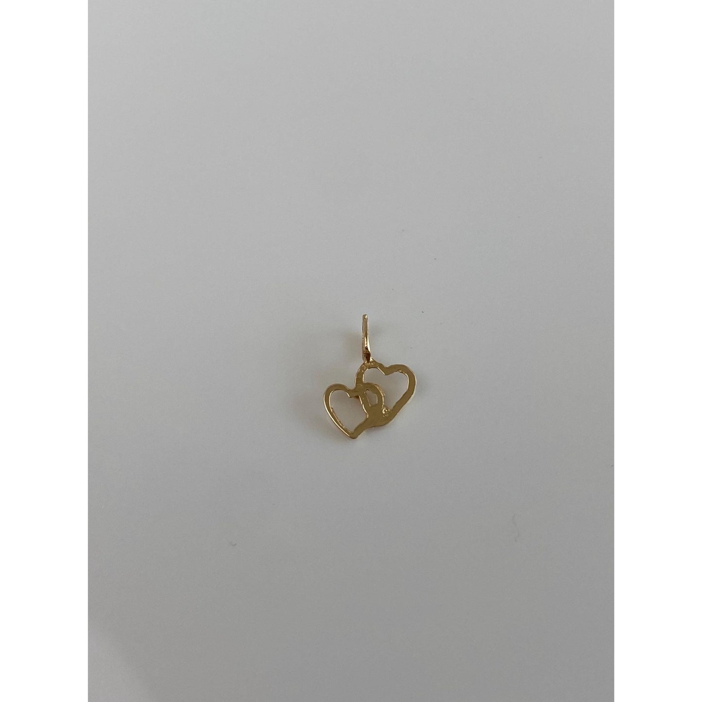 Solid 14k Yellow Gold Hearts Charm