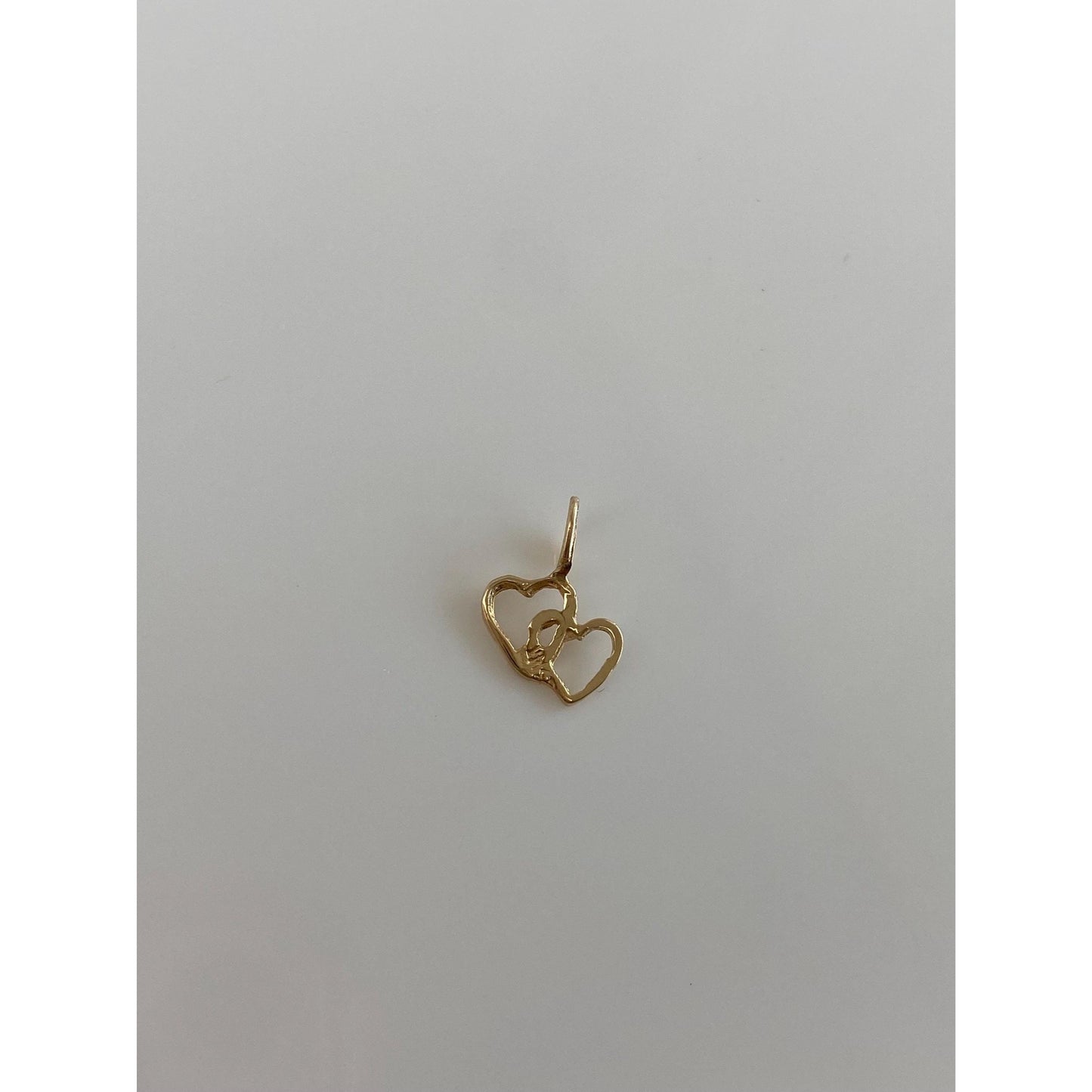 Solid 14k Yellow Gold Hearts Charm