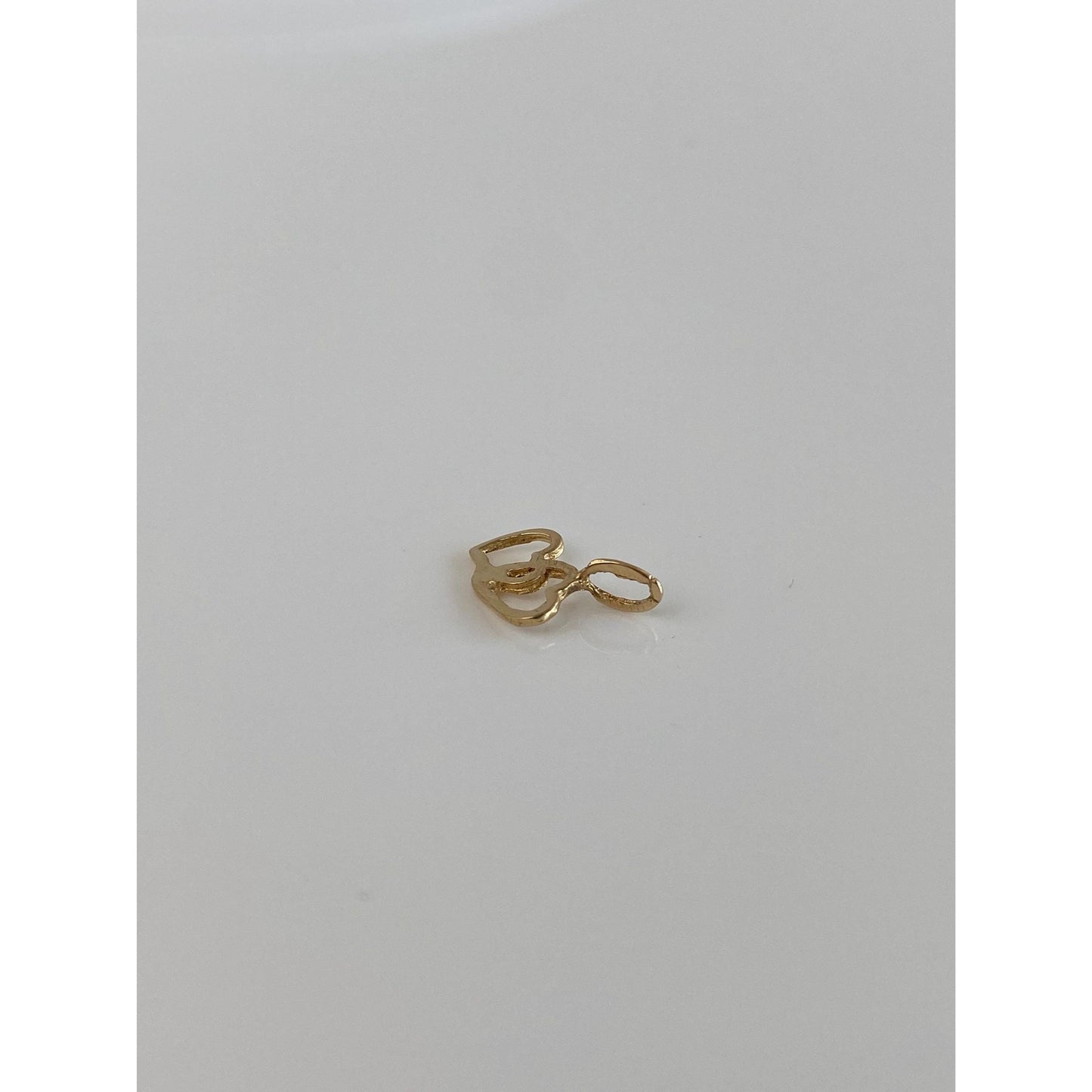 Solid 14k Yellow Gold Hearts Charm
