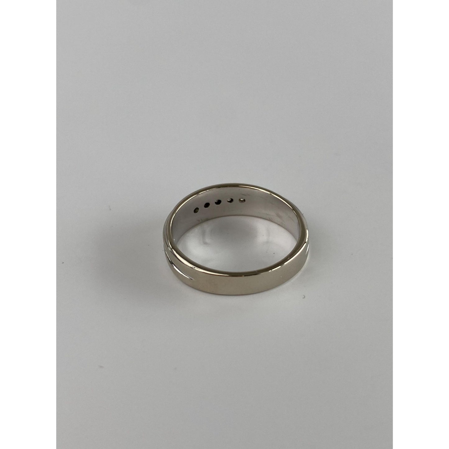 Vintage Solid 14k White Gold Diamond Ring Band - Size 6