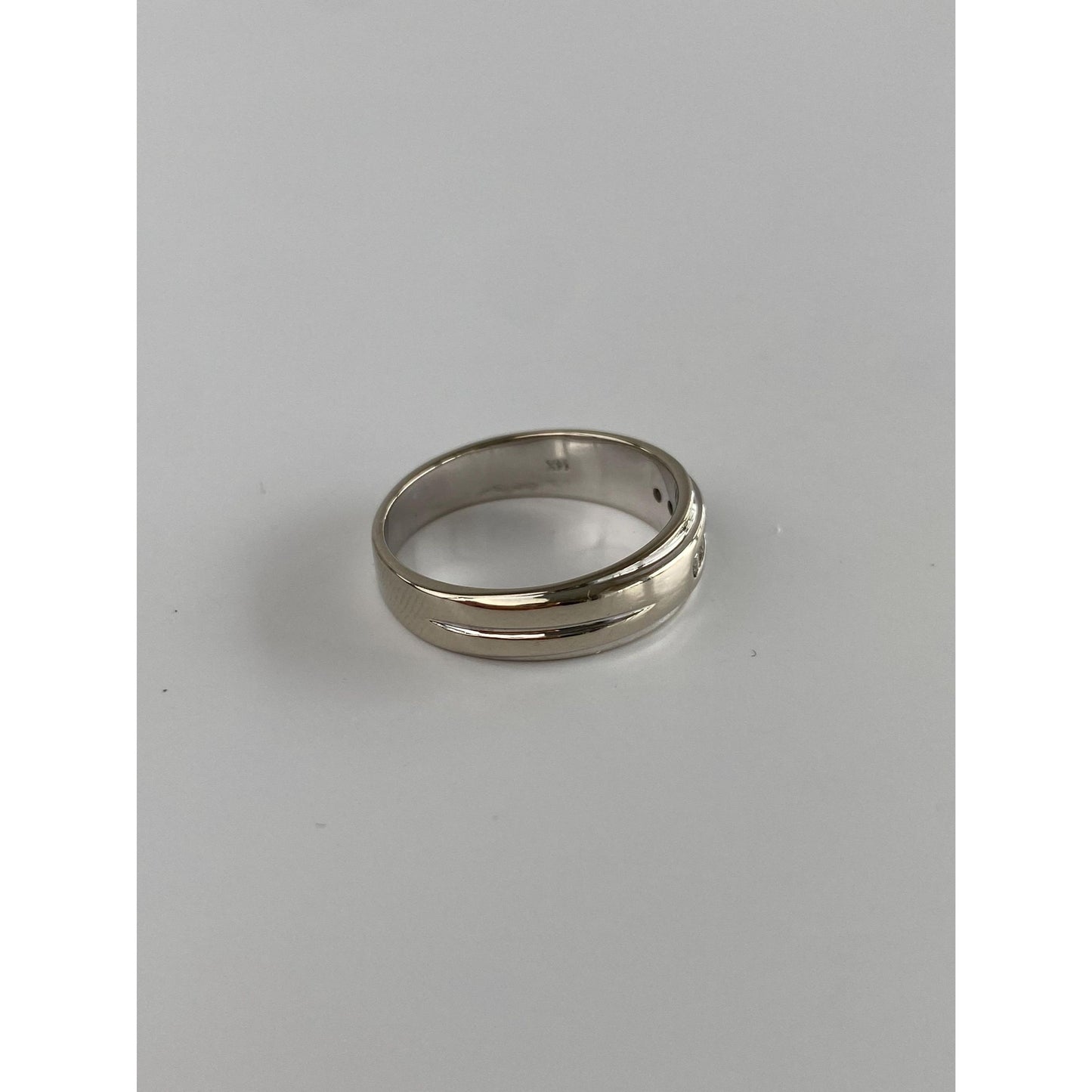 Vintage Solid 14k White Gold Diamond Ring Band - Size 6