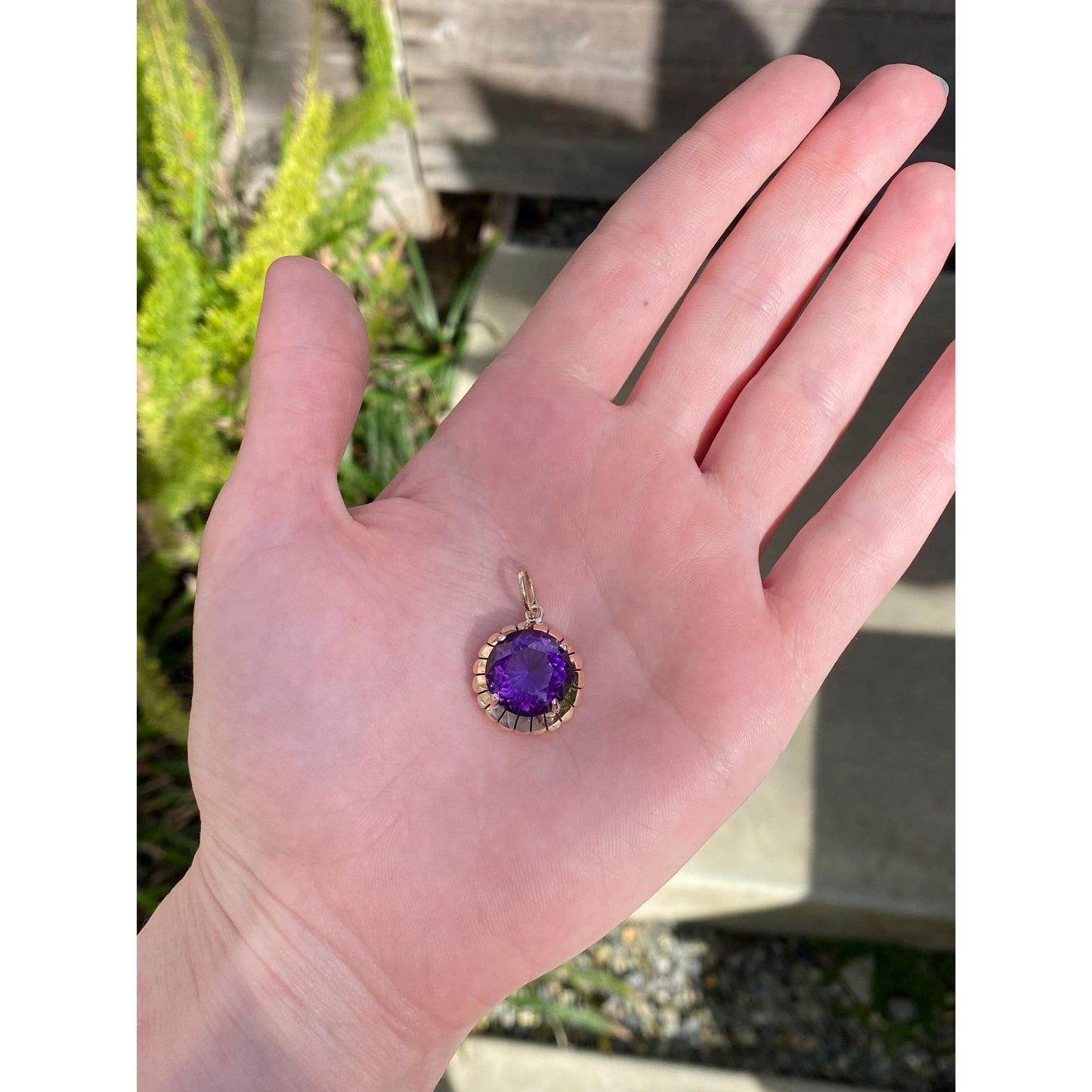 Vintage Solid 10k Yellow Gold Amethyst Charm