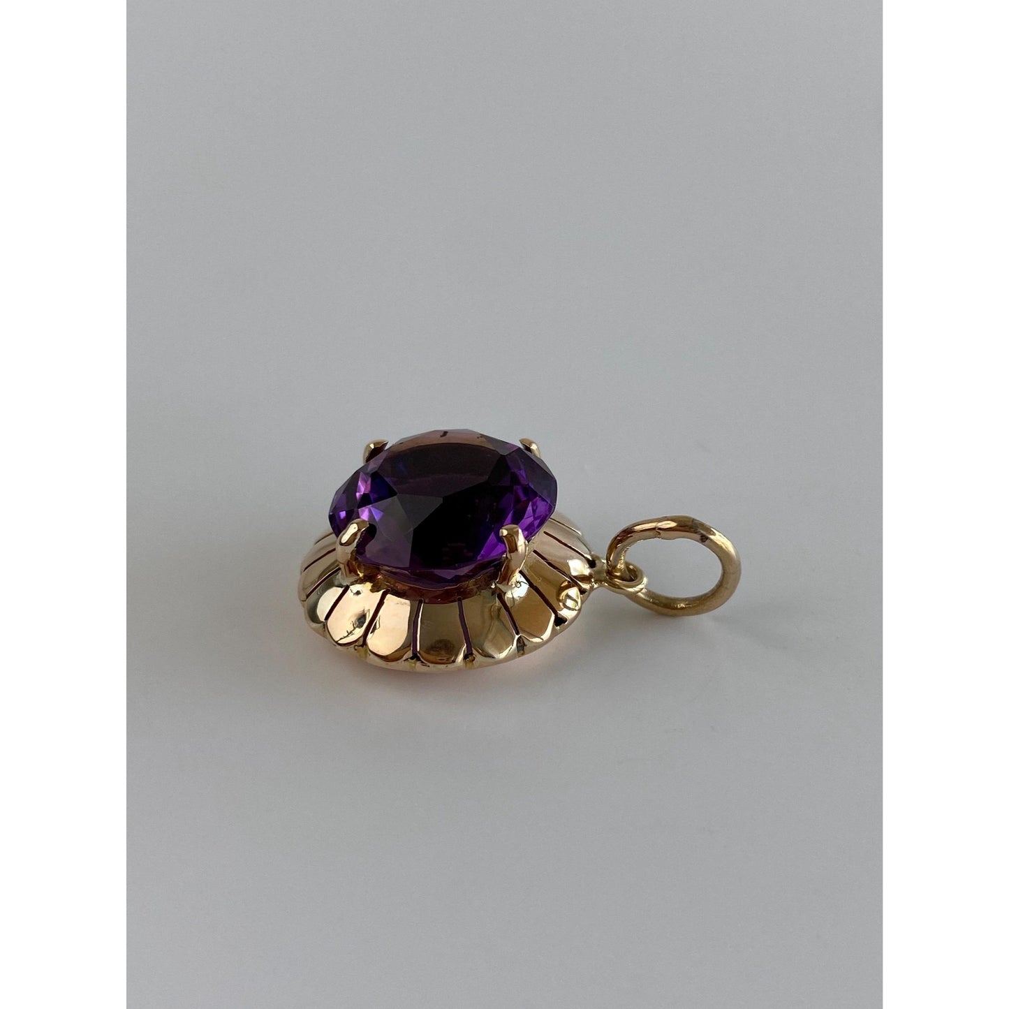 Vintage Solid 10k Yellow Gold Amethyst Charm