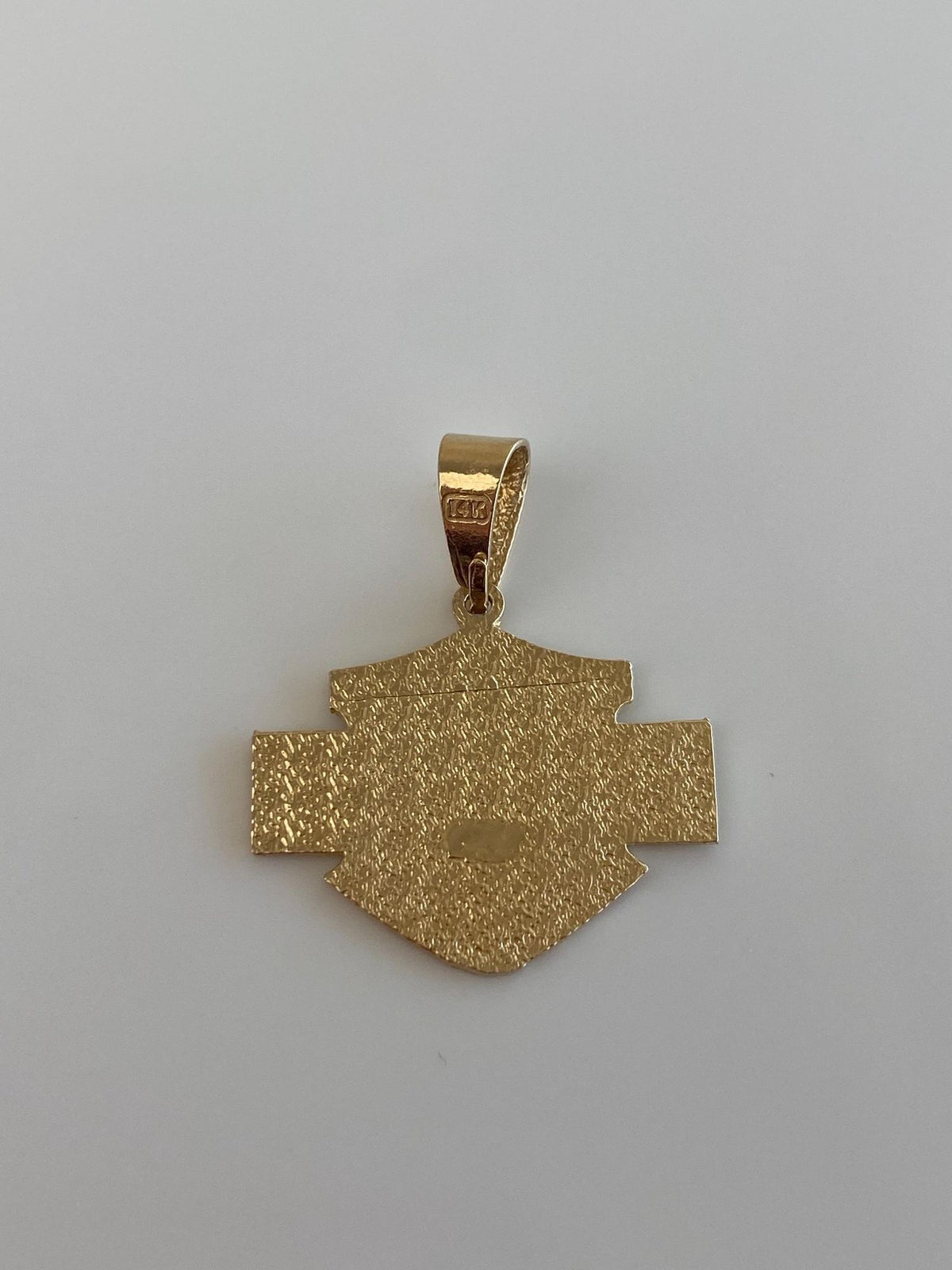 Vintage Solid 14k Yellow Gold Orange & Black Enamel Harley Davidson Charm