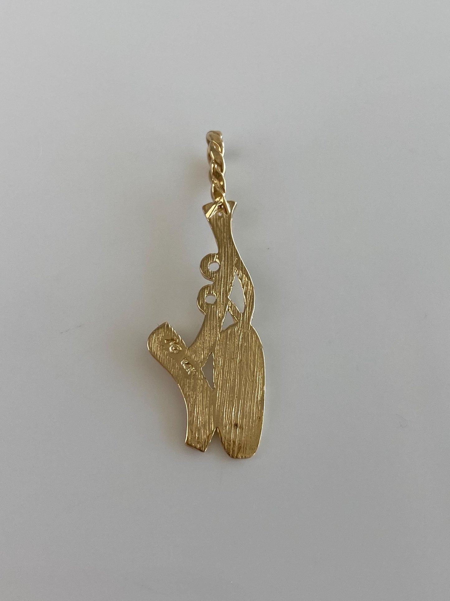 Vintage Solid 14k Yellow Gold Diamond Cut Ballet Pointe Shoes Charm