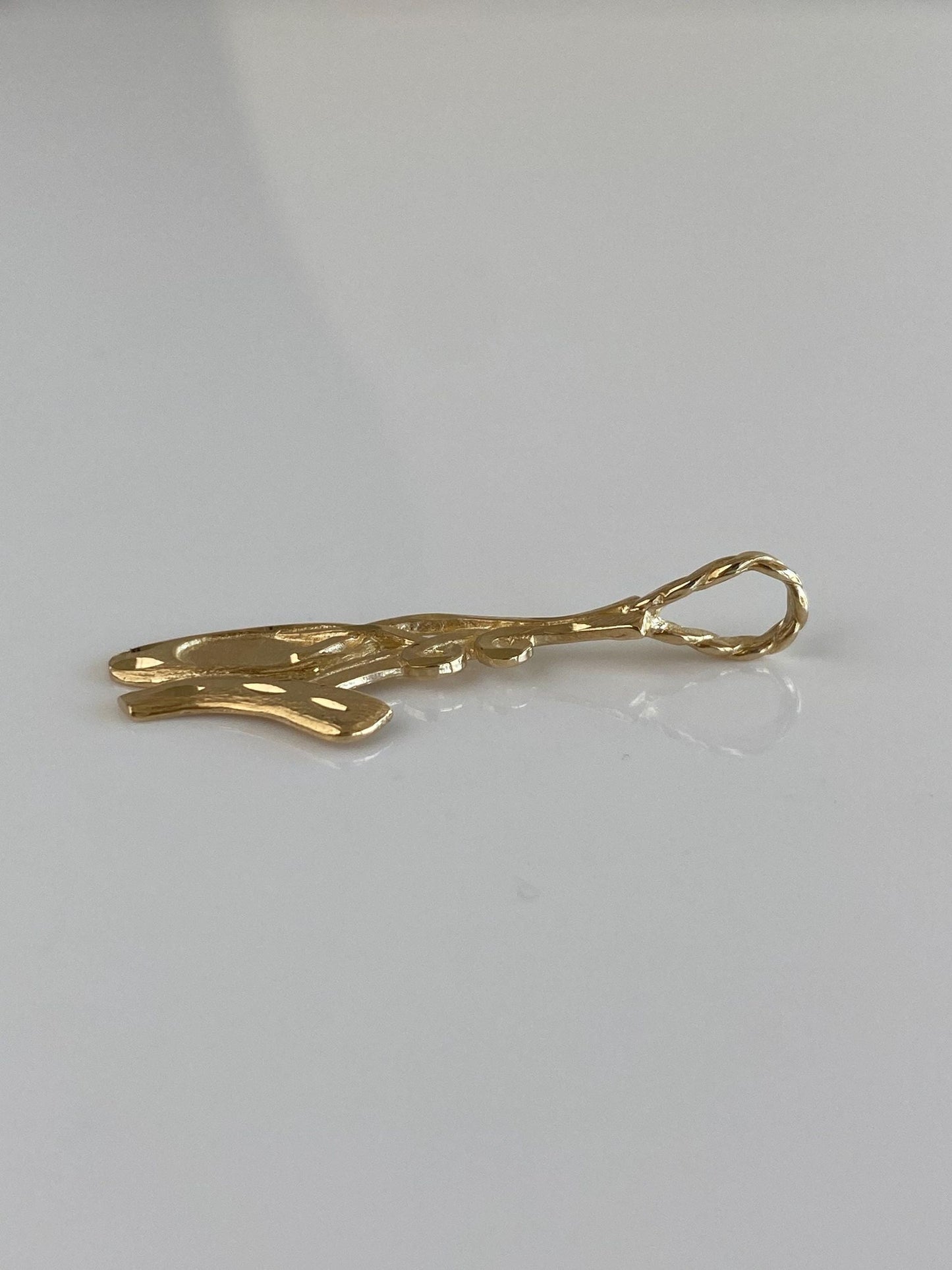 Vintage Solid 14k Yellow Gold Diamond Cut Ballet Pointe Shoes Charm