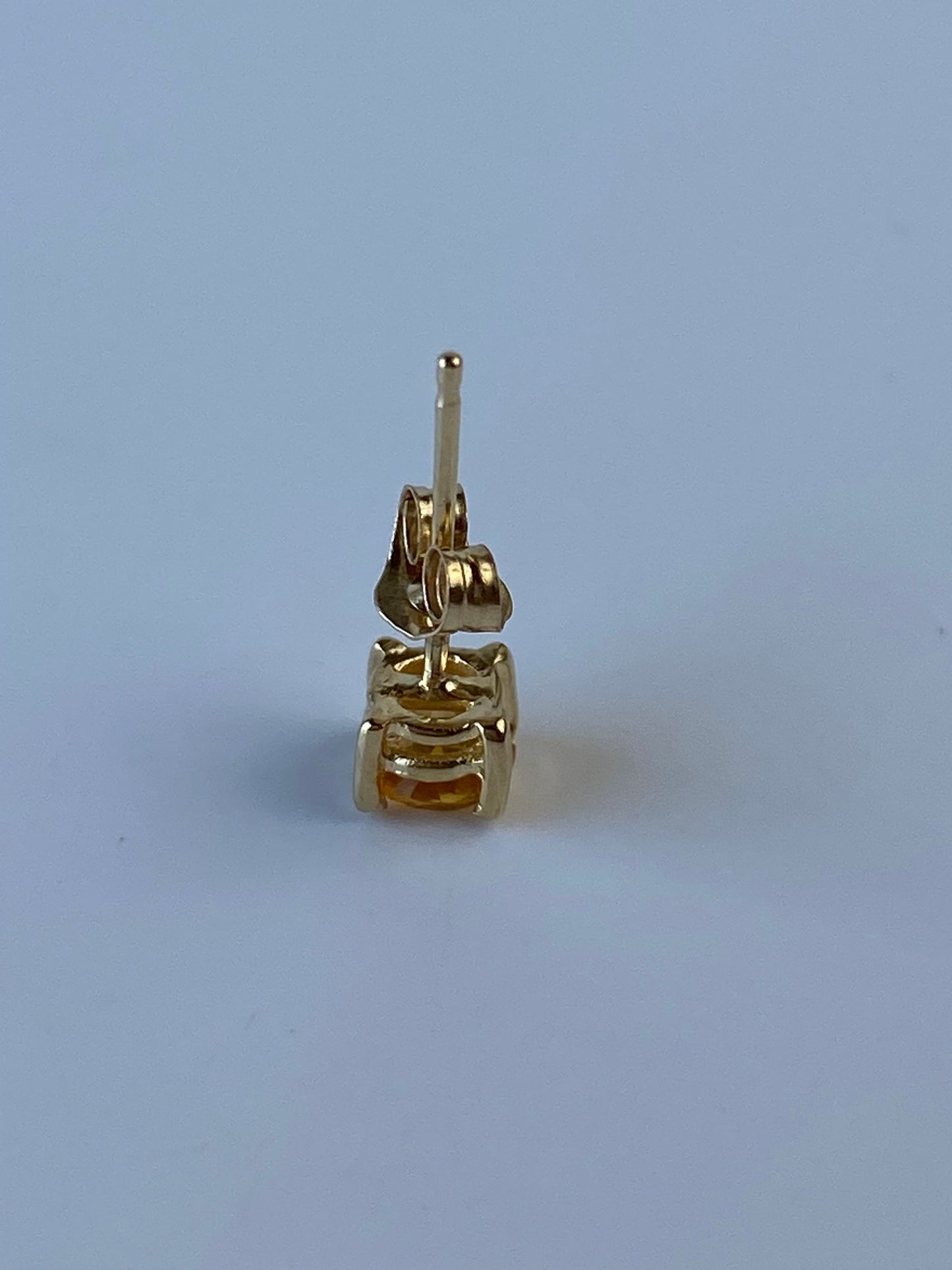 Vintage Solid 14k Yellow Gold Citrine Single Stud Earring