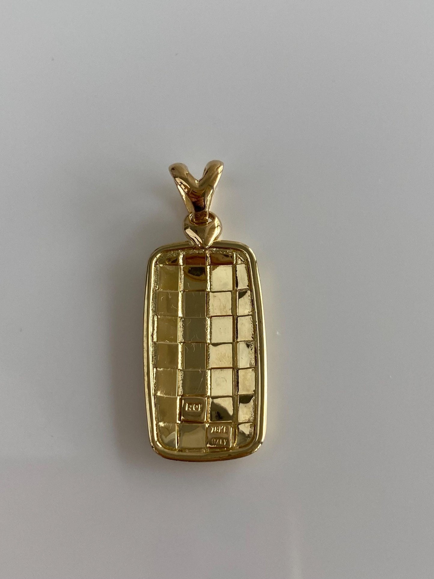 Vintage Solid 18k Yellow Gold Basketweave Checkerboard Charm