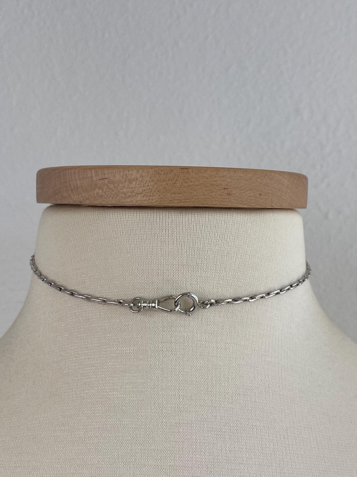 Vintage Solid Platinum & 18k White Gold Pocket Watch Chain Necklace - 14 inches