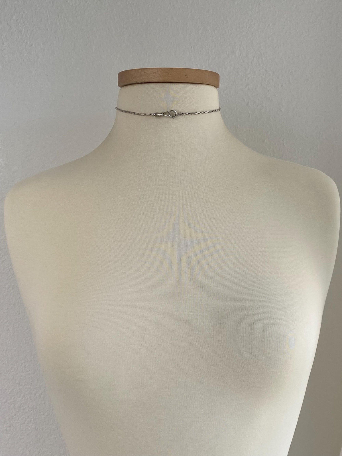 Vintage Solid Platinum & 18k White Gold Pocket Watch Chain Necklace - 14 inches