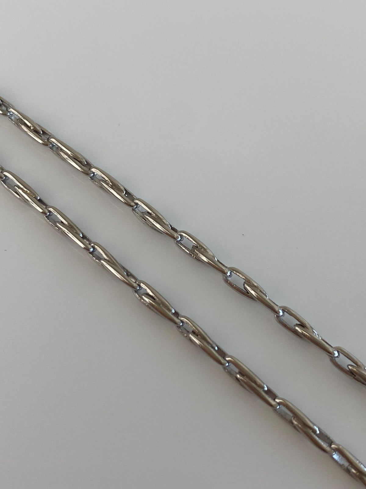 Vintage Solid Platinum & 18k White Gold Pocket Watch Chain Necklace - 14 inches