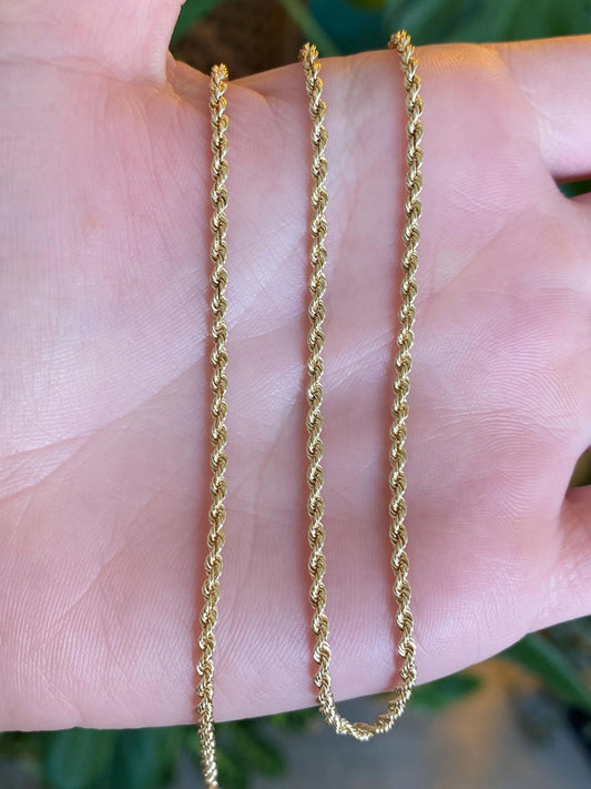 Vintage Solid 14k Yellow Gold Rope Chain Necklace - 18 inches