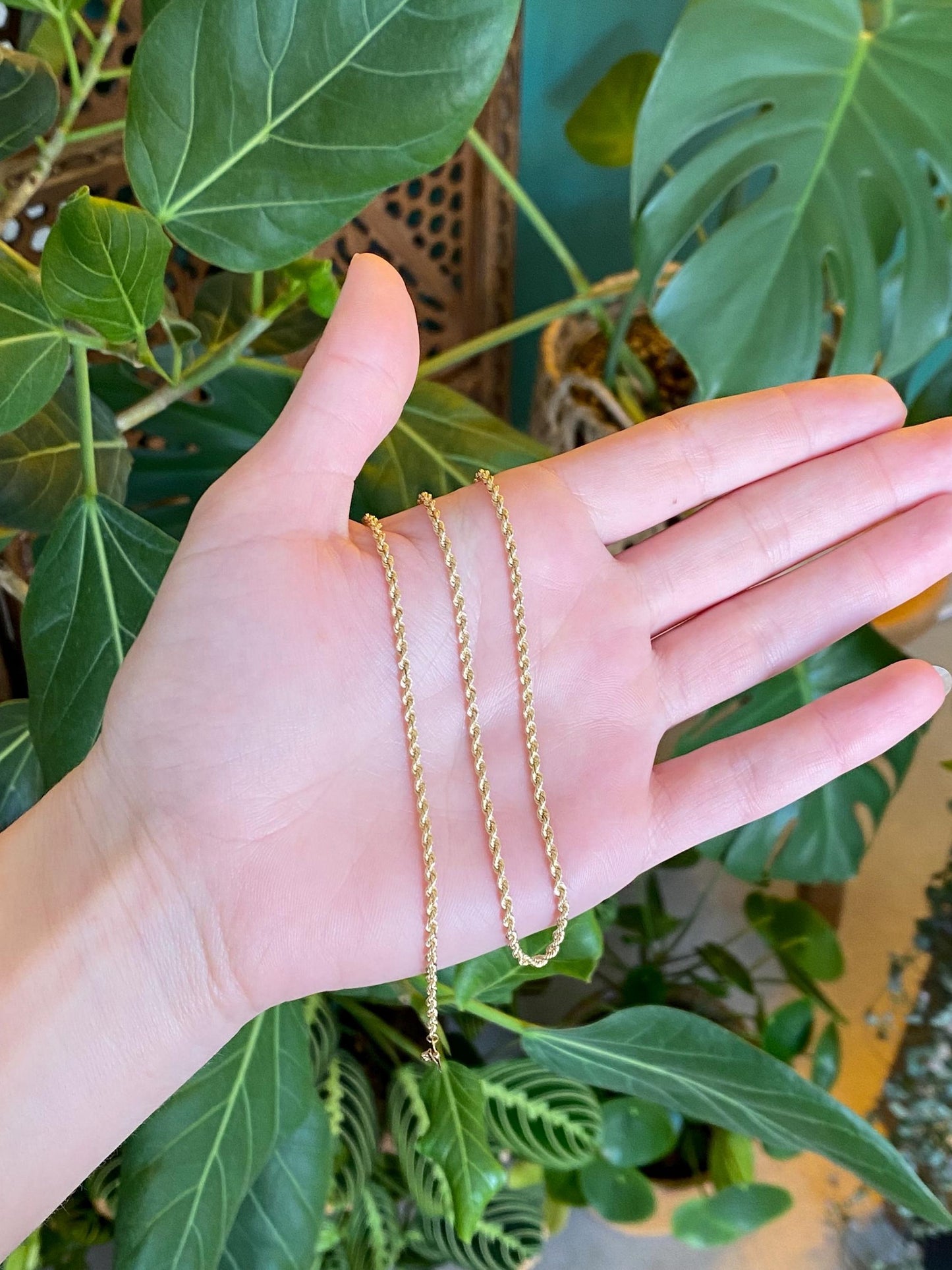 Vintage Solid 14k Yellow Gold Rope Chain Necklace - 18 inches