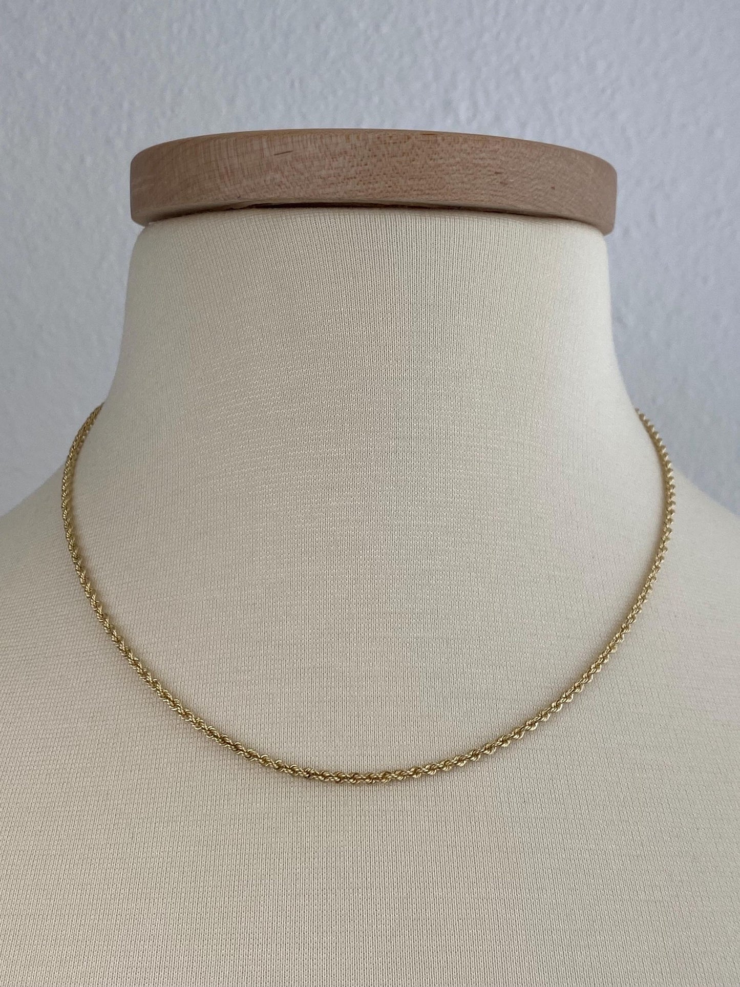 Vintage Solid 14k Yellow Gold Rope Chain Necklace - 18 inches