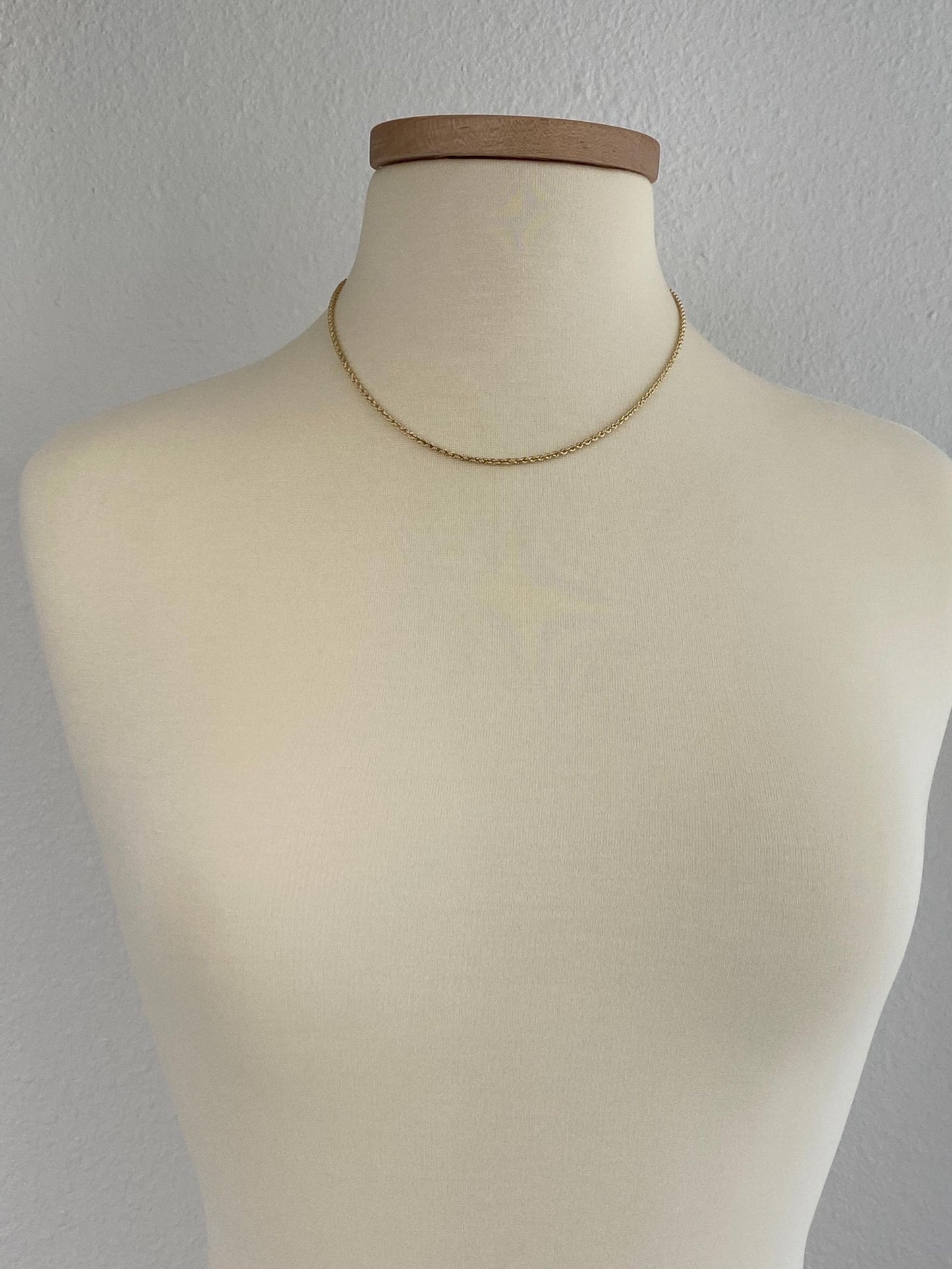 Vintage Solid 14k Yellow Gold Rope Chain Necklace - 18 inches