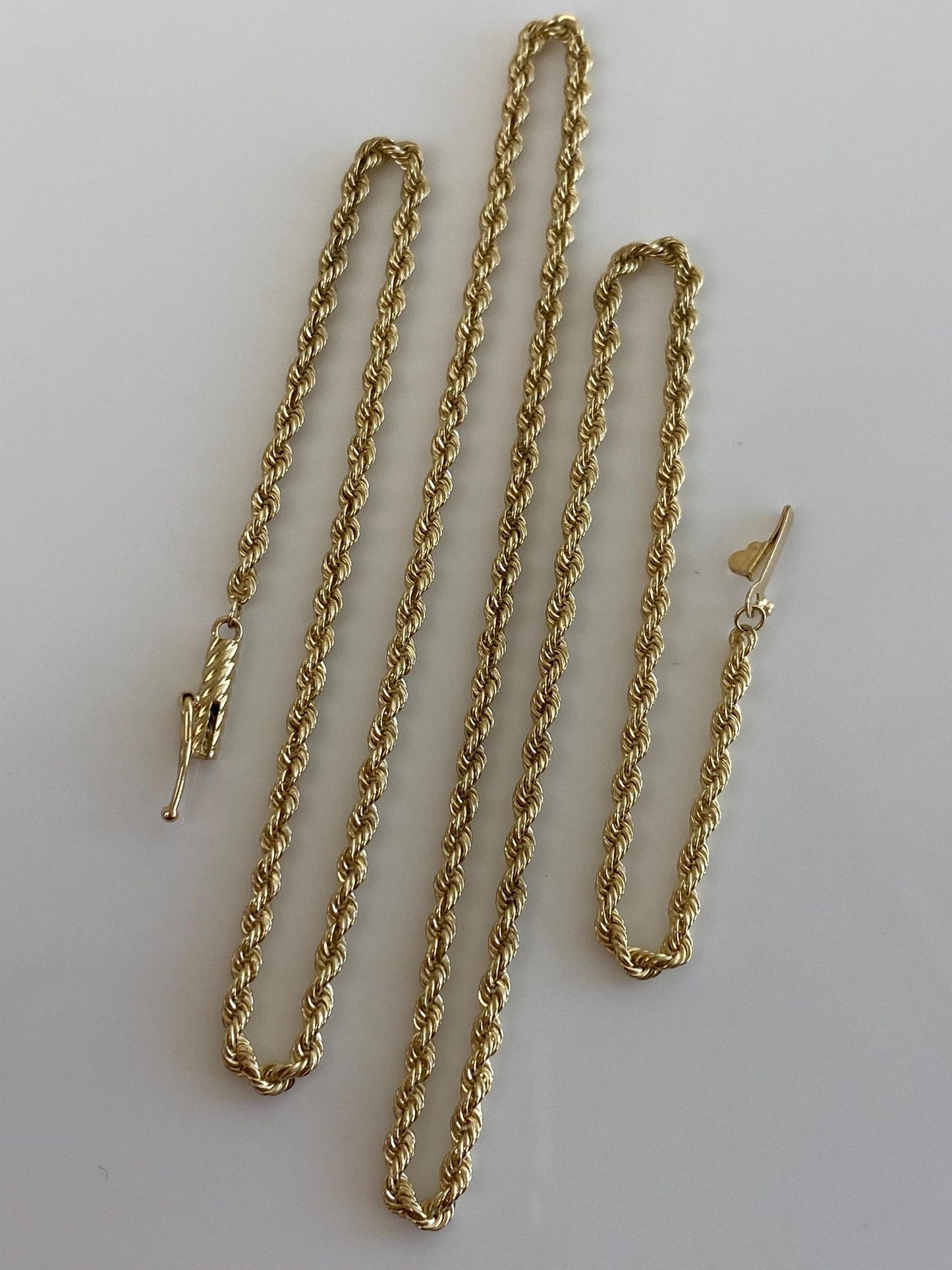 Vintage Solid 14k Yellow Gold Rope Chain Necklace - 18 inches