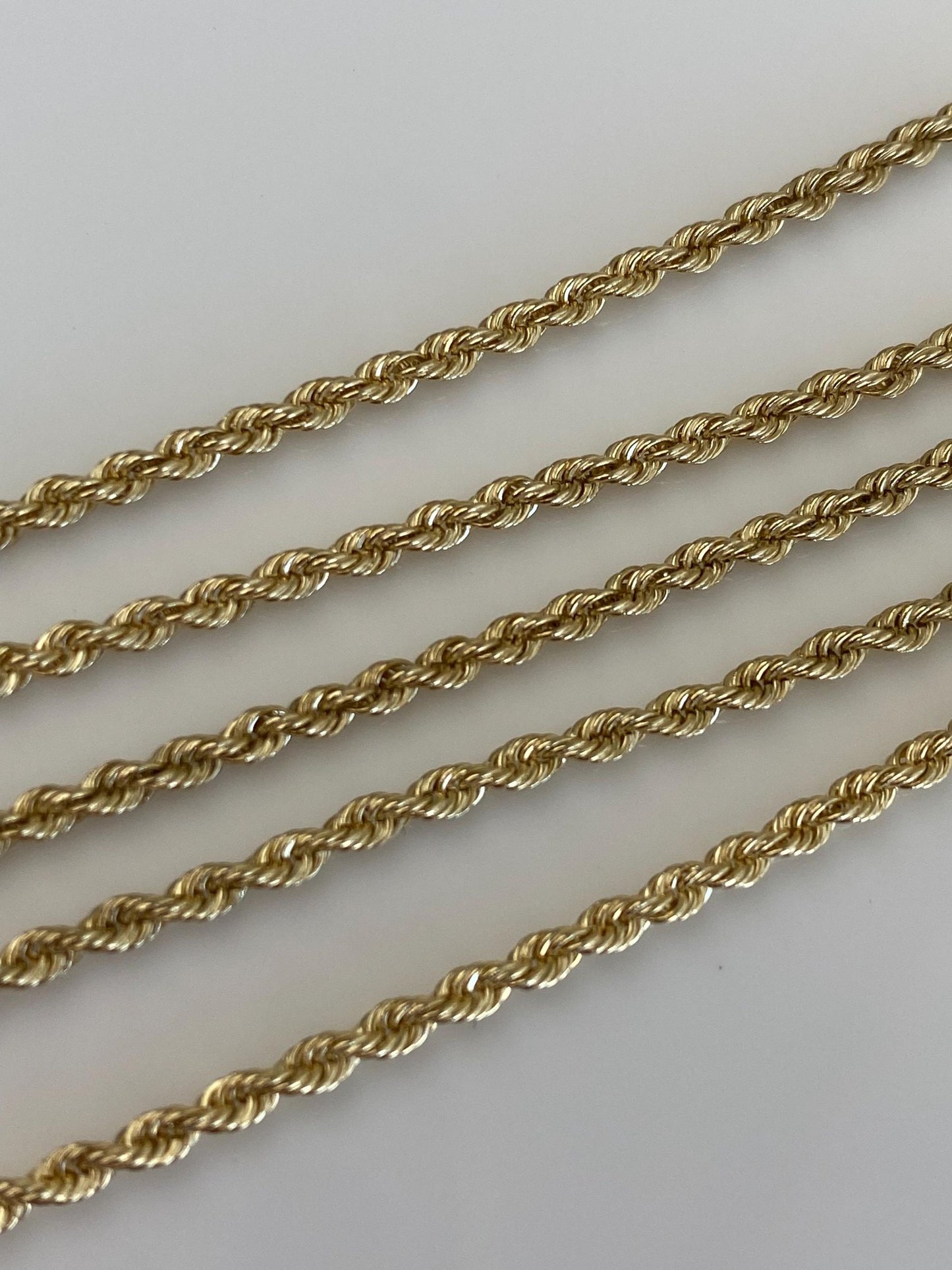 Vintage Solid 14k Yellow Gold Rope Chain Necklace - 18 inches