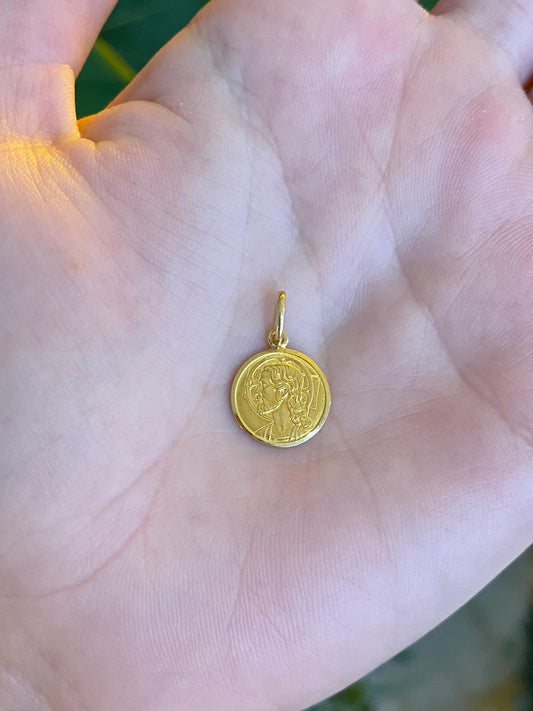 Vintage Solid 18k Yellow Gold Religious Jesus Charm