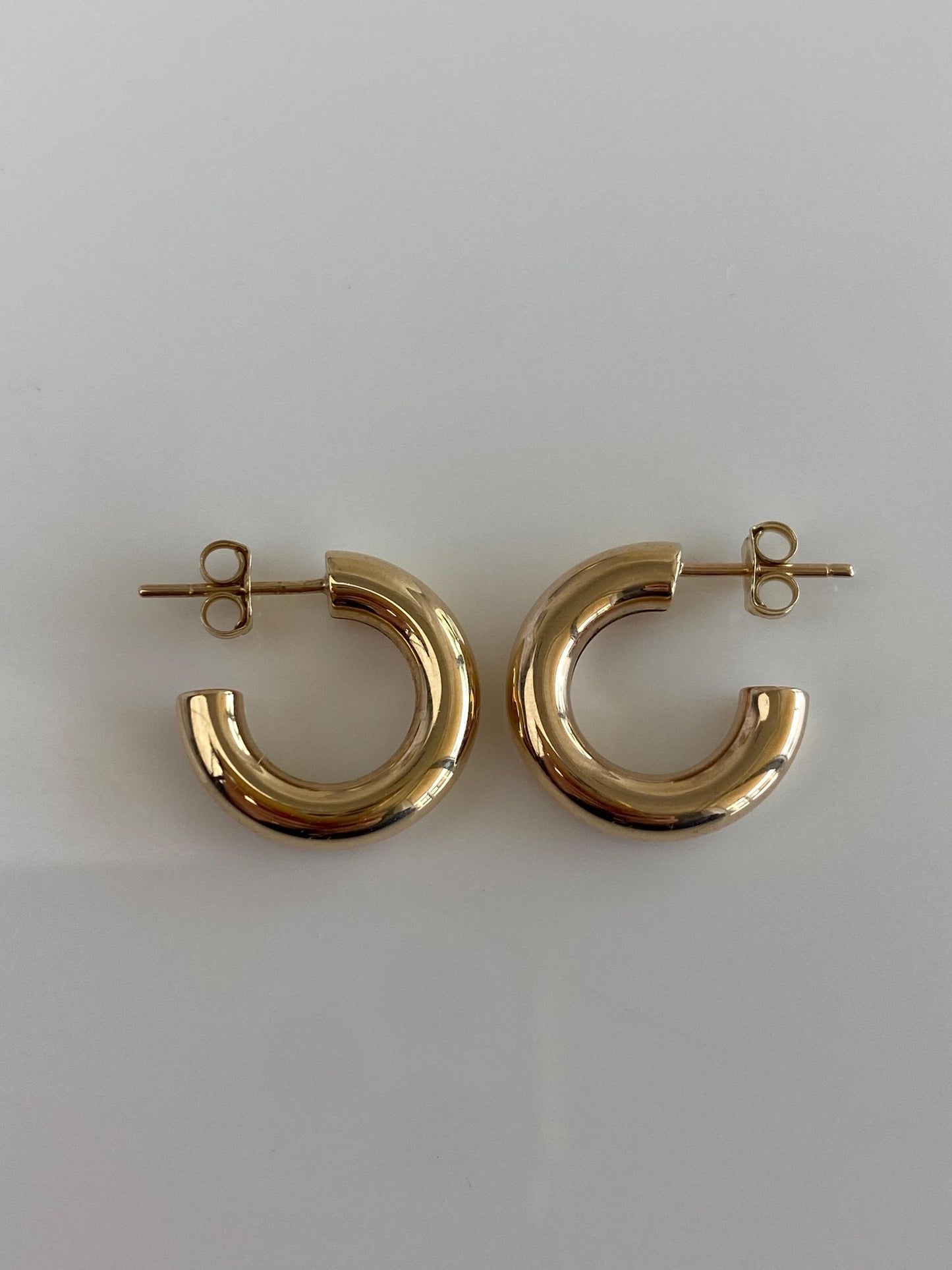 Vintage 9k Yellow Gold Chunky Small Hoop Earrings
