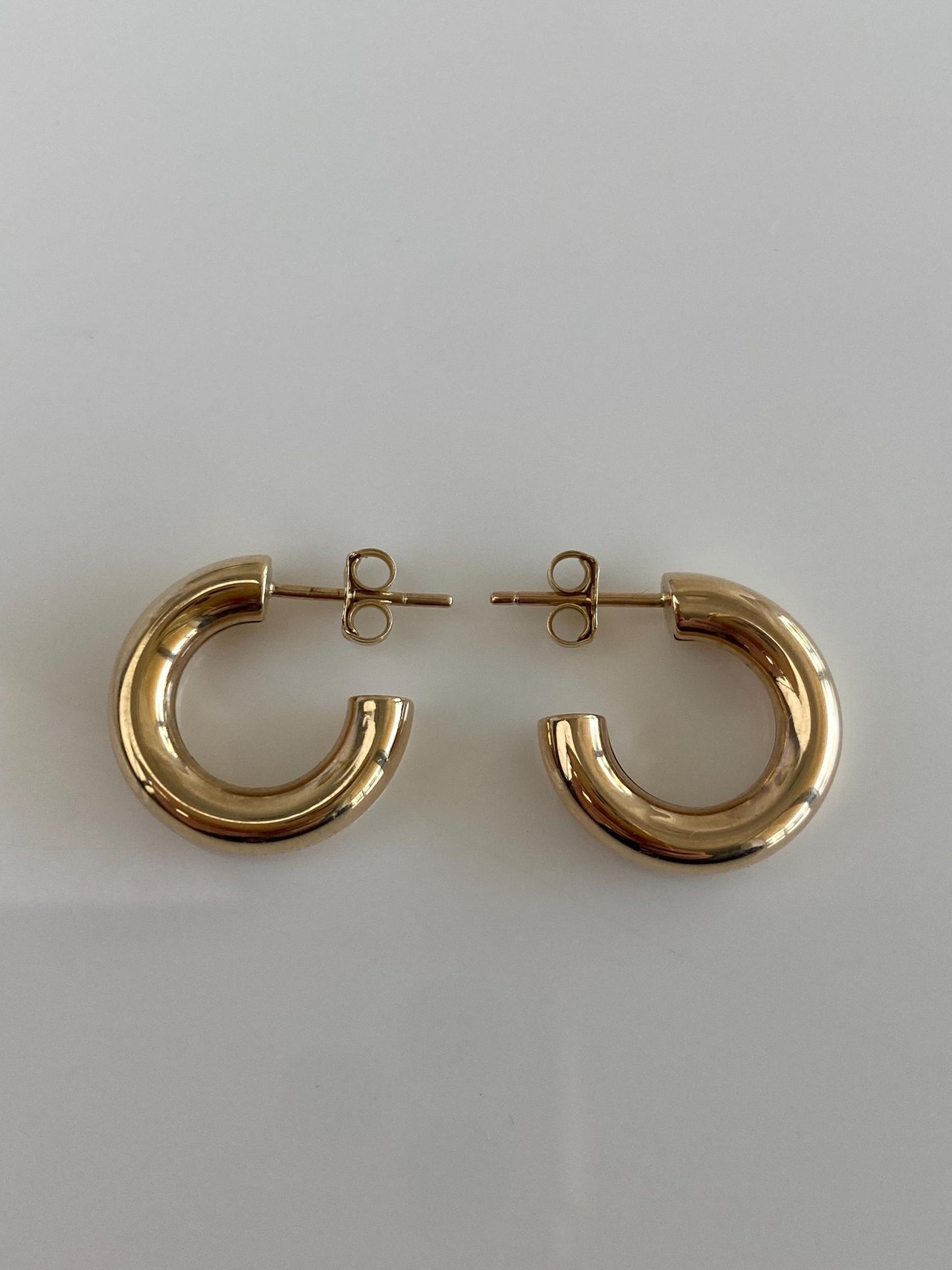 Vintage 9k Yellow Gold Chunky Small Hoop Earrings