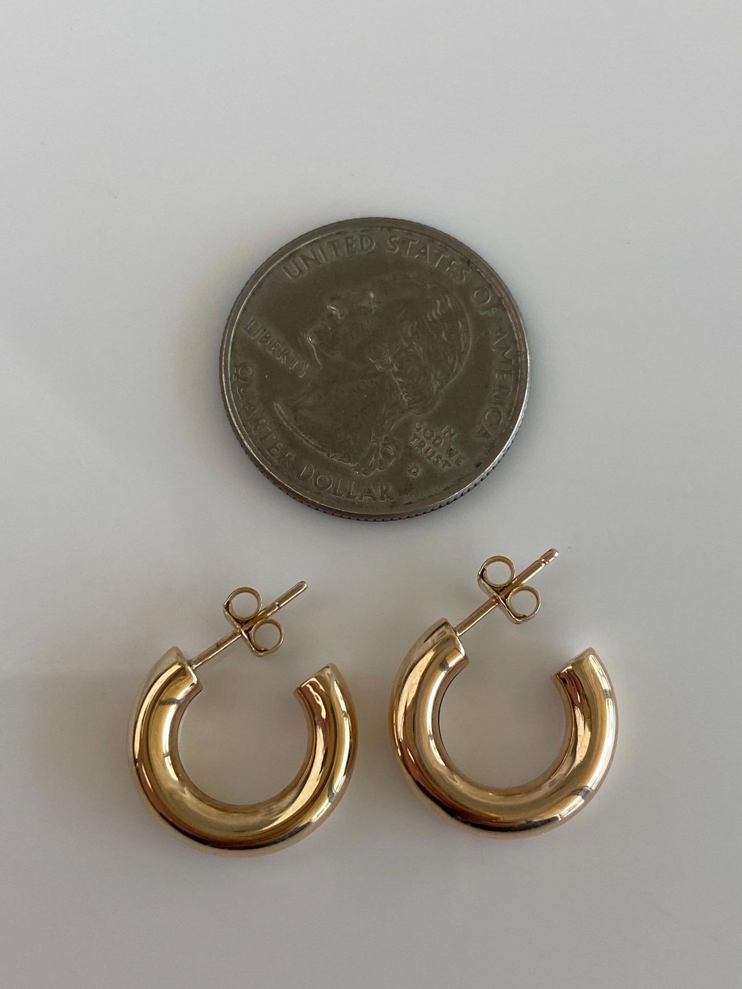 Vintage 9k Yellow Gold Chunky Small Hoop Earrings
