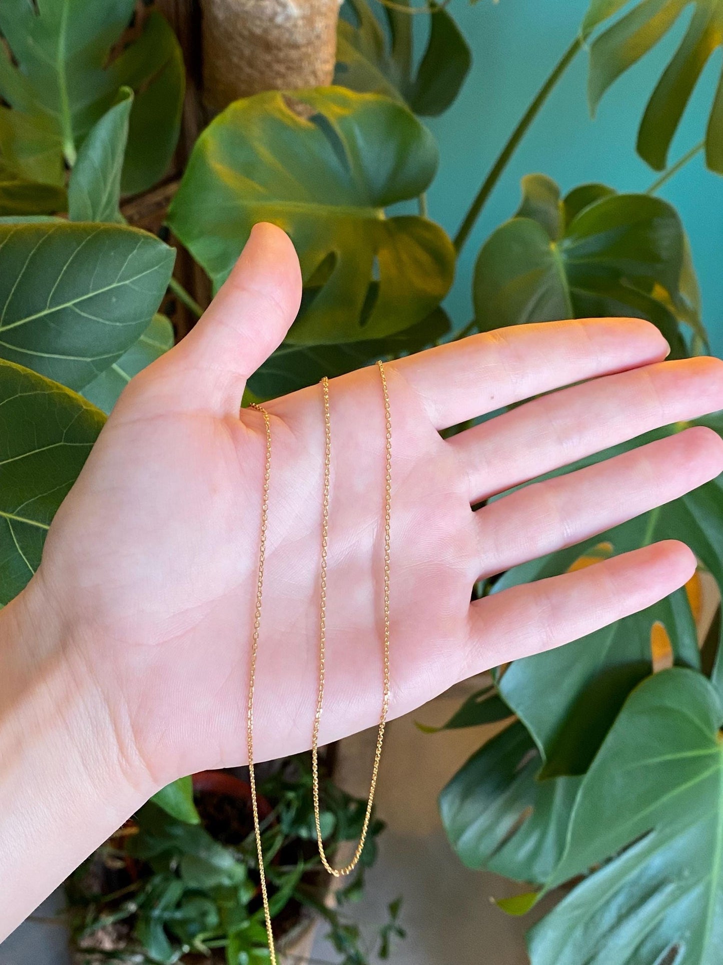 Vintage Solid 18k Yellow Gold Cable Biker Link Chain Necklace - 27.75 inches