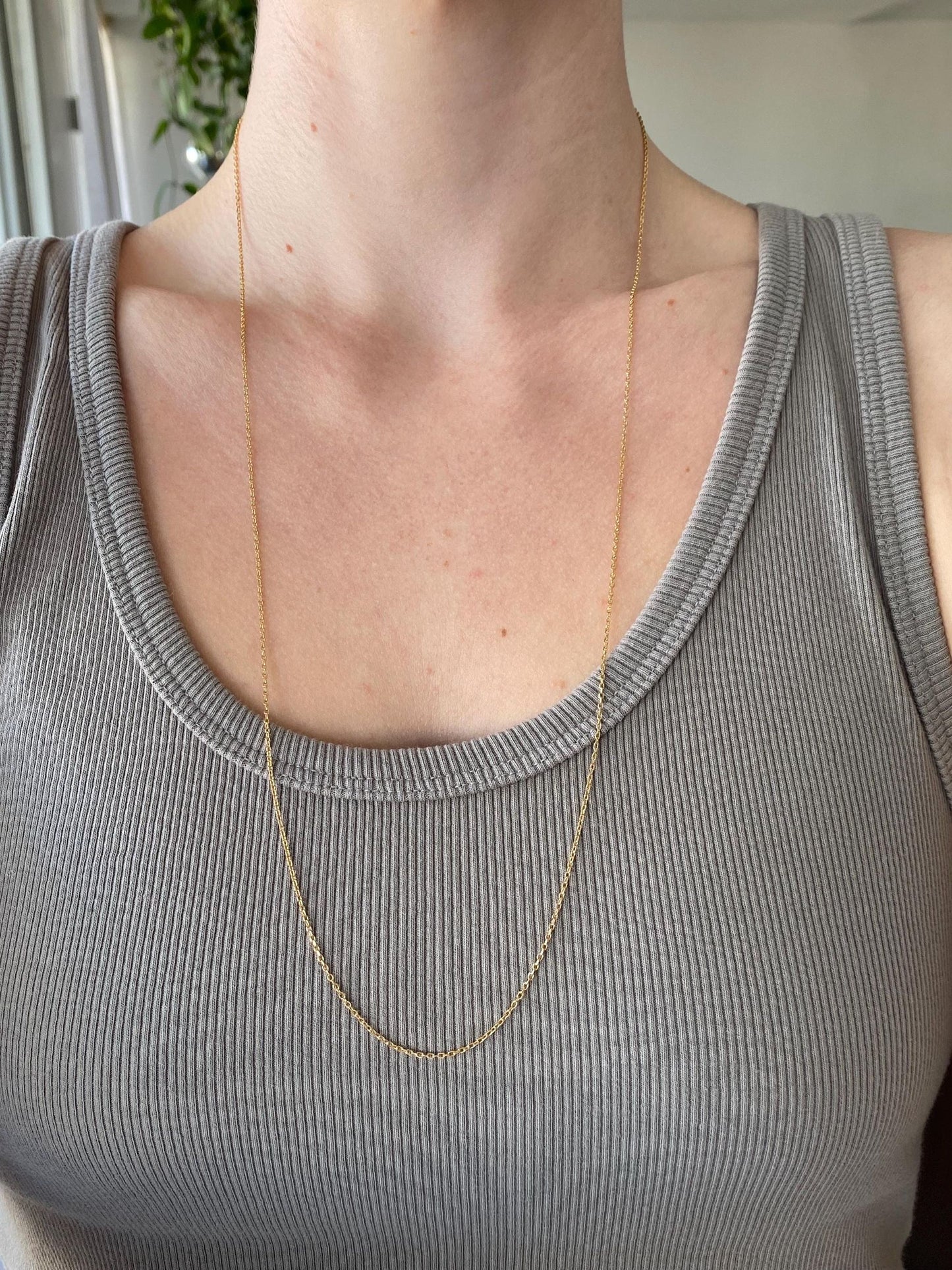 Vintage Solid 18k Yellow Gold Cable Biker Link Chain Necklace - 27.75 inches