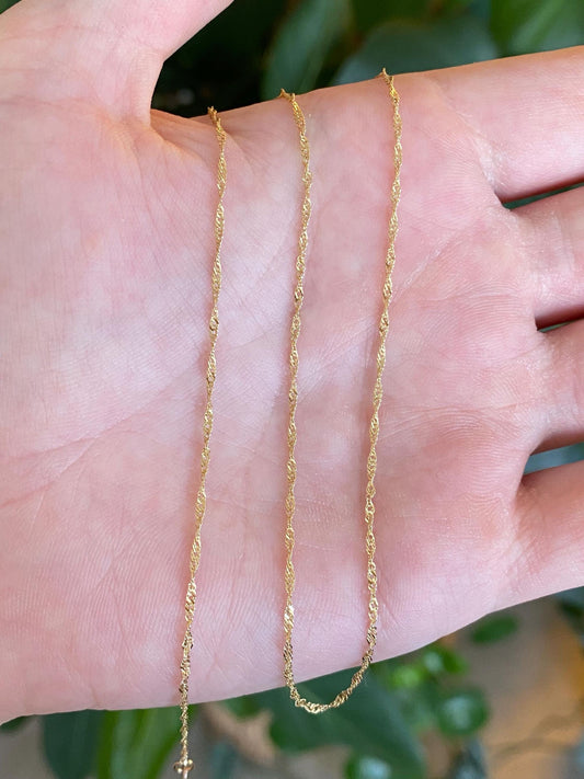 Vintage Solid 14k Yellow Gold Twist Chain Necklace - 18 inches