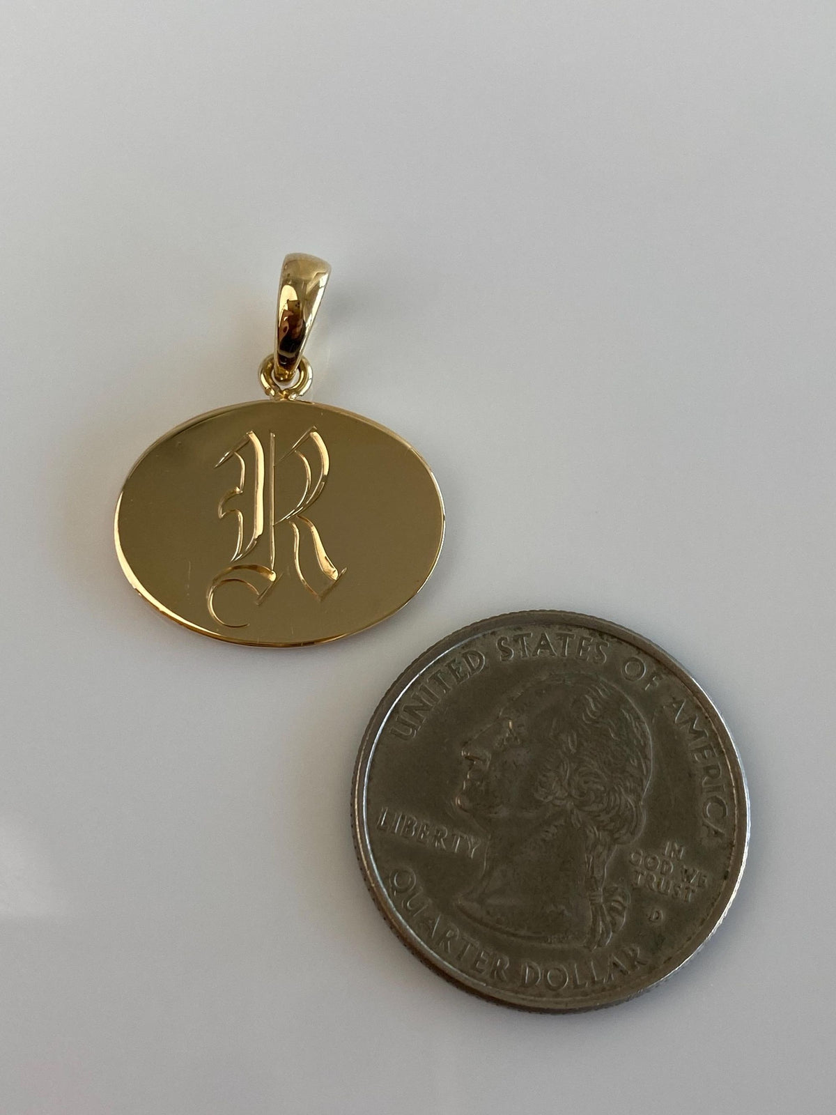 Vintage Solid 14k Yellow Gold Initial 'R' Cufflink Conversion Charm