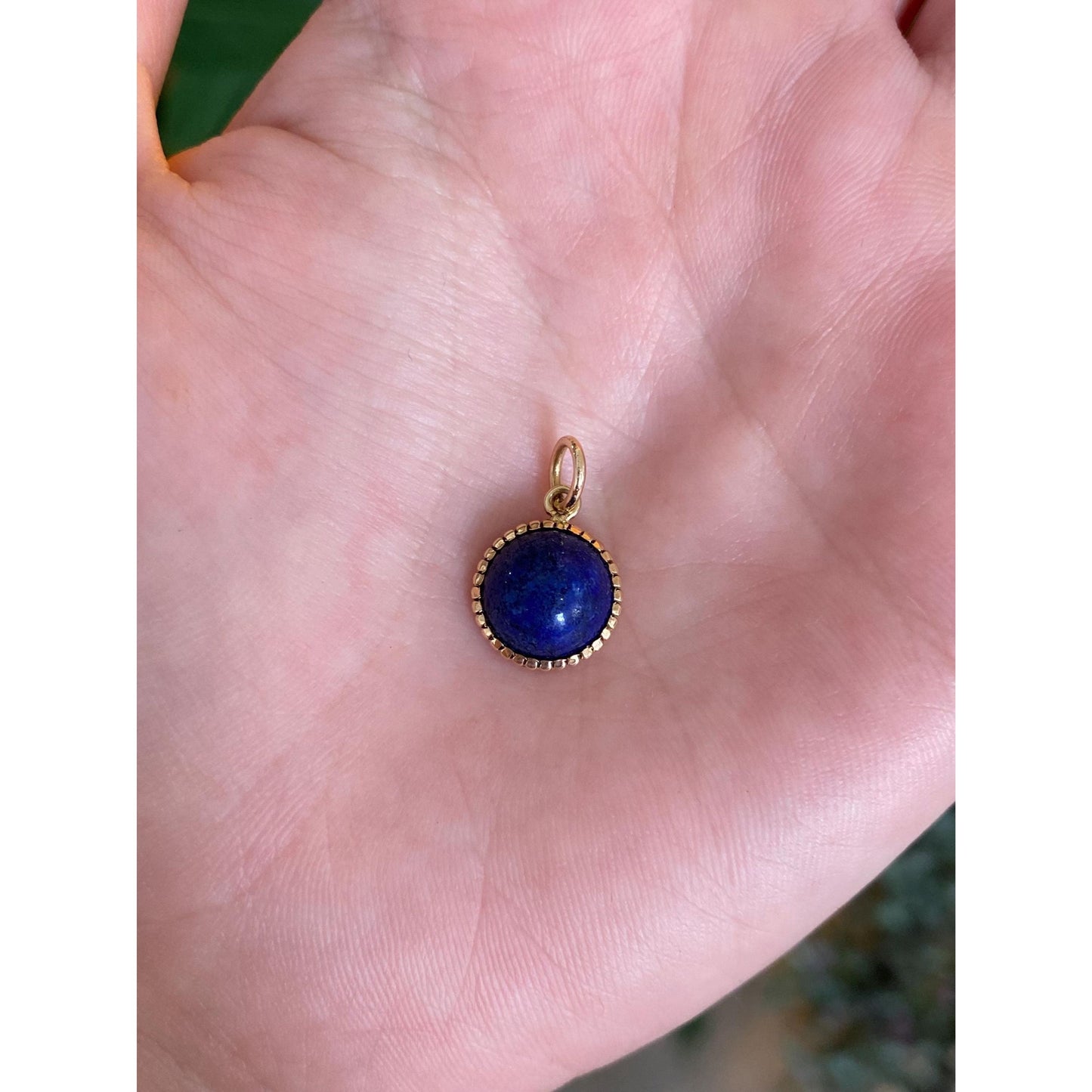 Vintage Solid 14k Yellow Gold Blue Lapis Charm