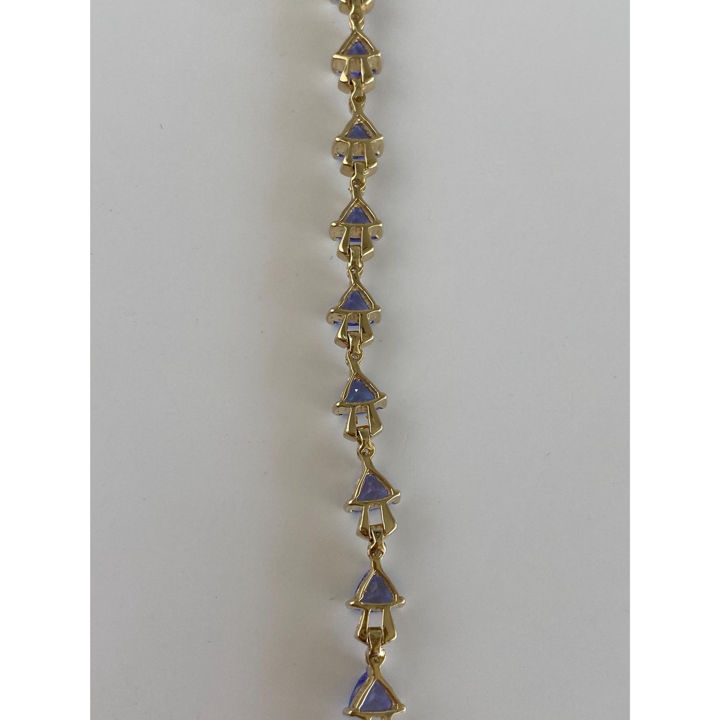 Vintage Solid 14k Yellow Gold Diamond Tanzanite Link Bracelet - 7 inches
