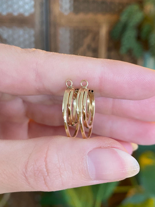 Vintage 14k Yellow Gold Layered Hoop Earring Jackets
