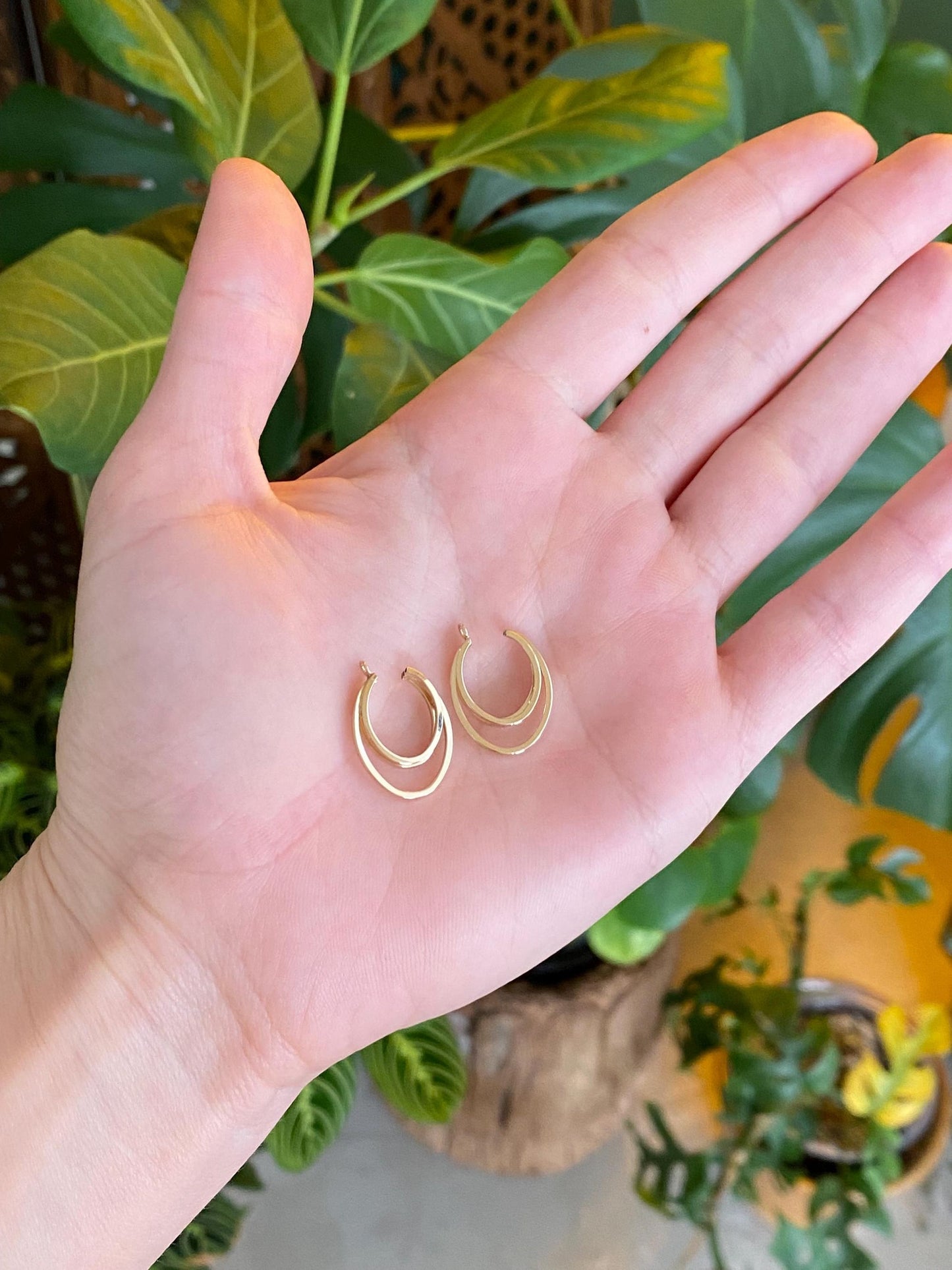 Vintage 14k Yellow Gold Layered Hoop Earring Jackets