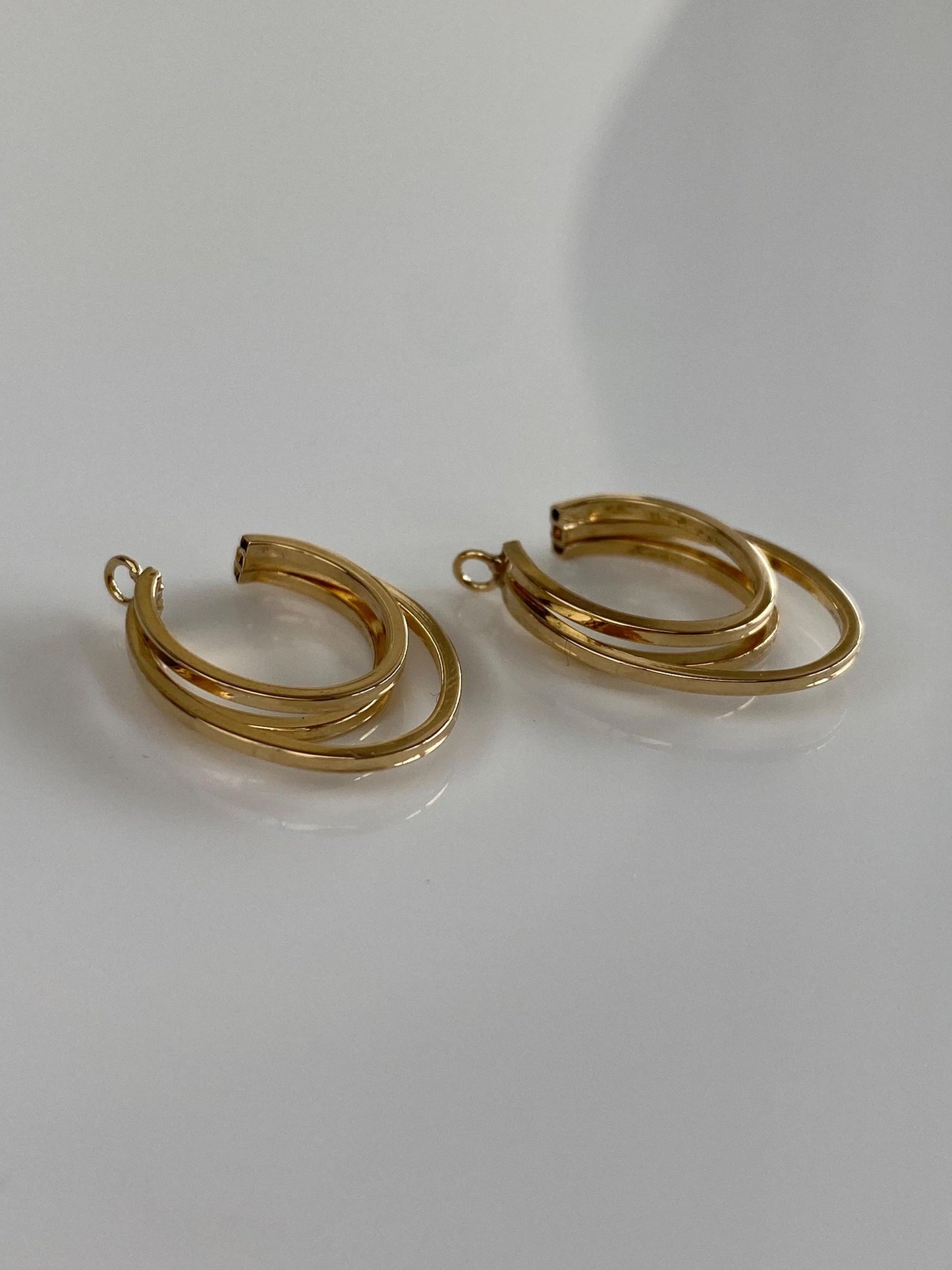 Vintage 14k Yellow Gold Layered Hoop Earring Jackets