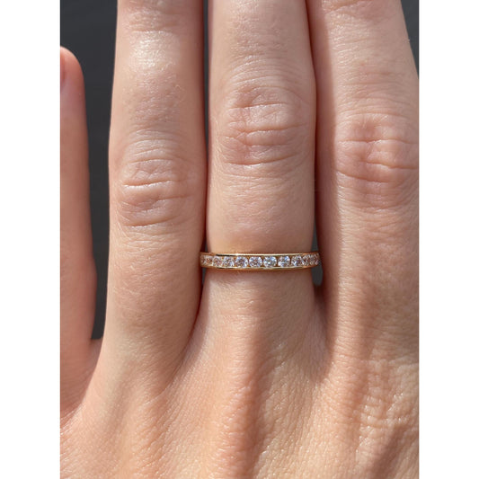 Vintage Solid 14k Yellow Gold Cubic Zirconia Ring Band - Size 6.25