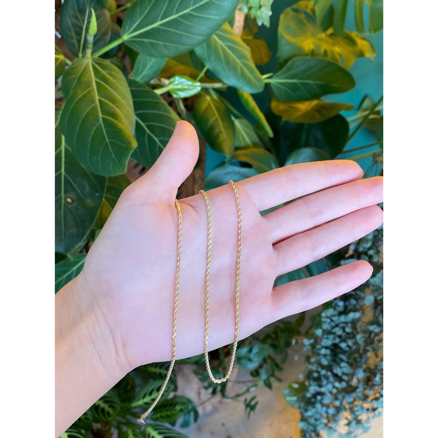 Vintage Solid 14k Yellow Gold Rope Chain Necklace - 23.75 inches