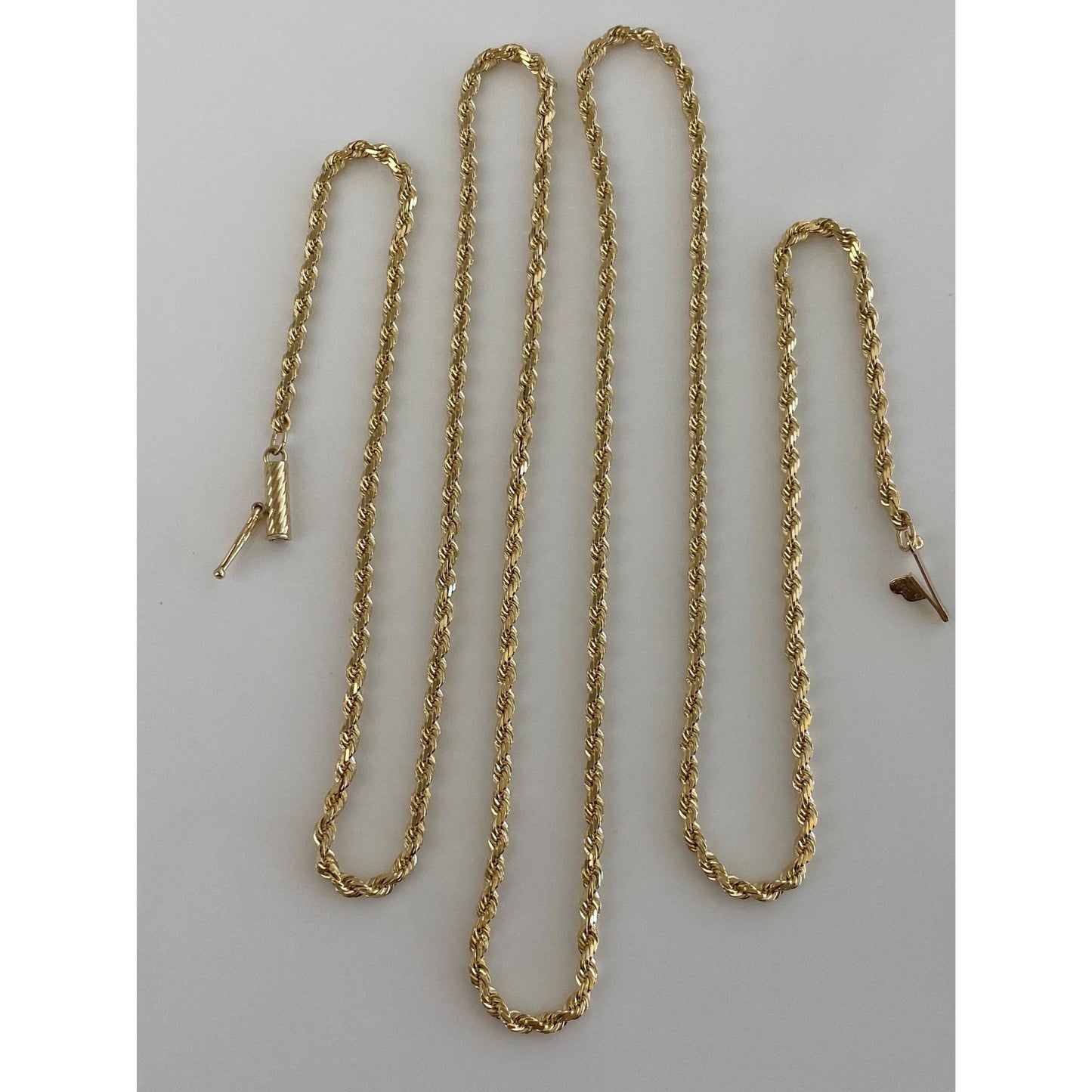 Vintage Solid 14k Yellow Gold Rope Chain Necklace - 23.75 inches